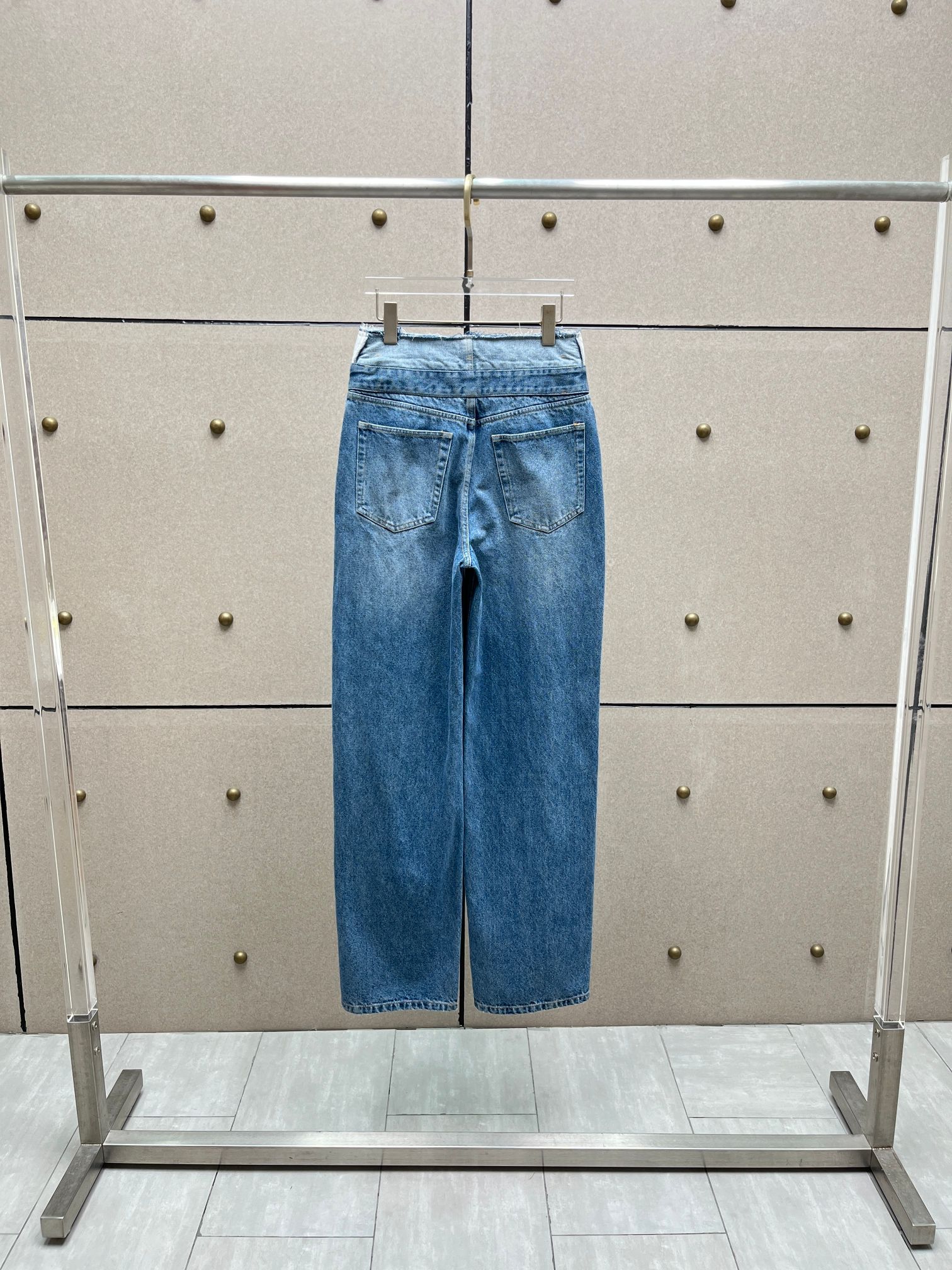 ❤️拼接腰头高腰牛仔裤！棉 SML