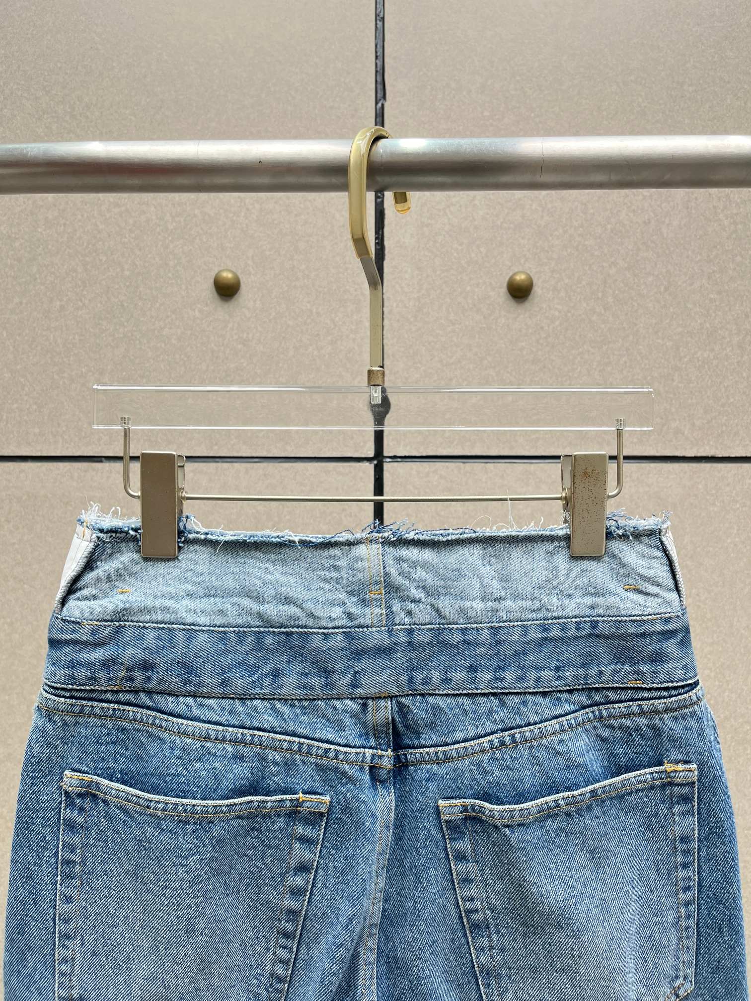 ❤️拼接腰头高腰牛仔裤！棉 SML