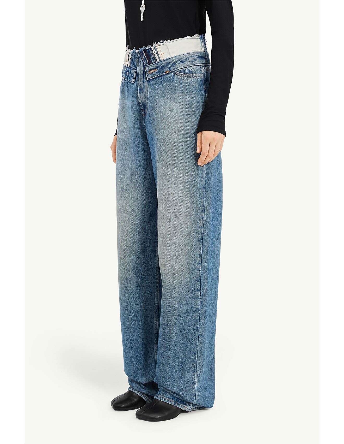 ❤️拼接腰头高腰牛仔裤！棉 SML