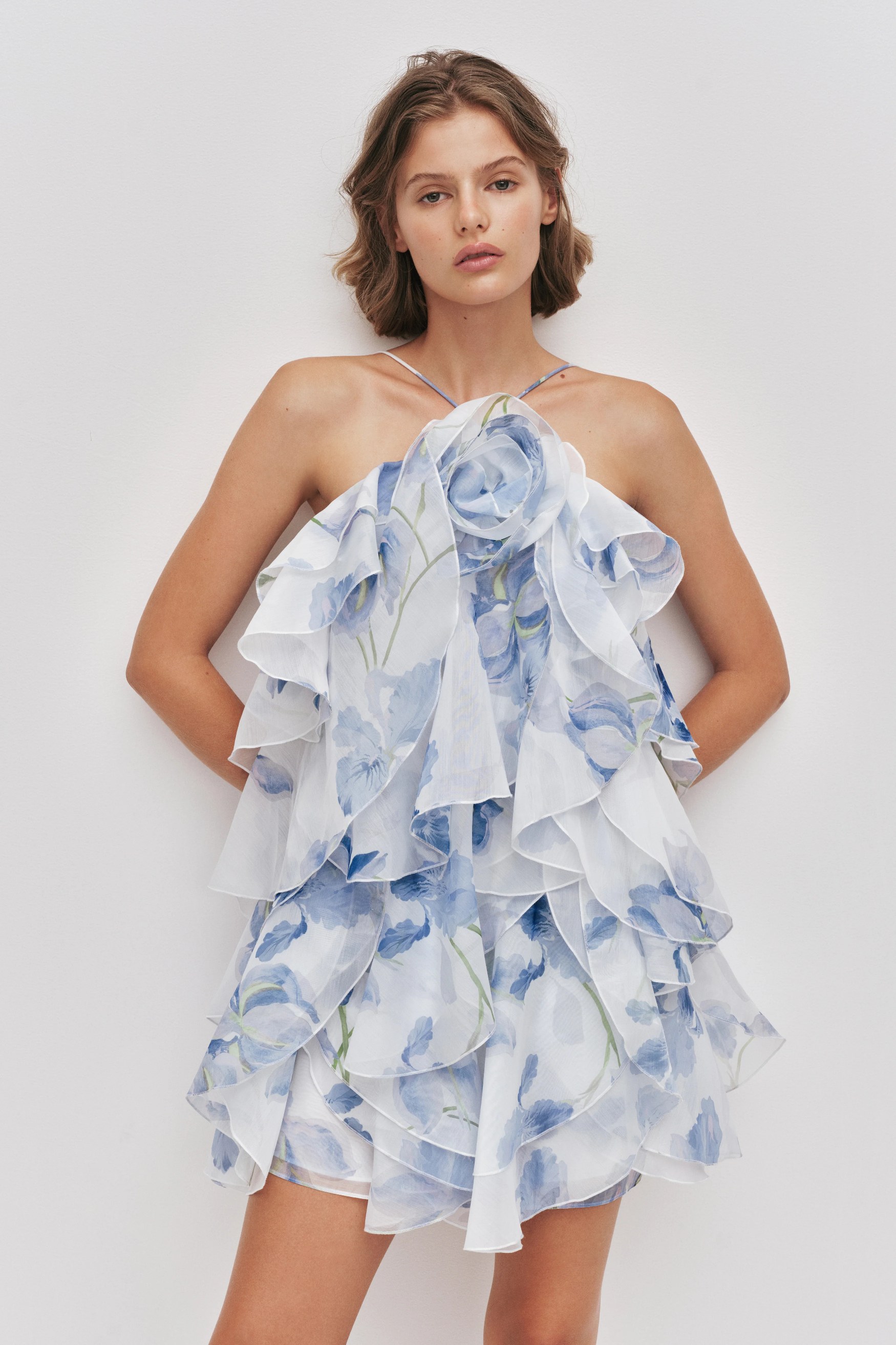 ♥️多层胸花印花连衣裙！ SML