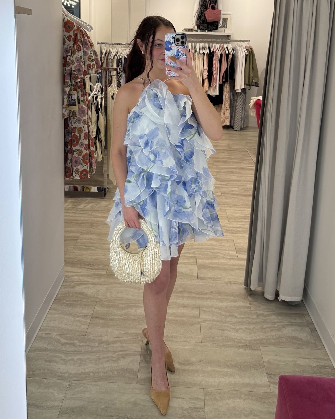 ♥️多层胸花印花连衣裙！ SML