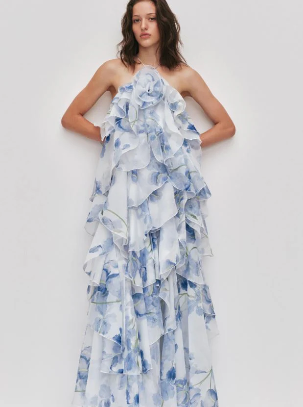 ♥️层层叠叠印花露背长裙！ SML