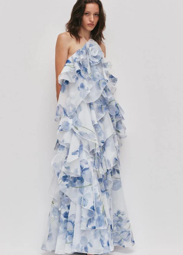 ♥️层层叠叠印花露背长裙！ SML