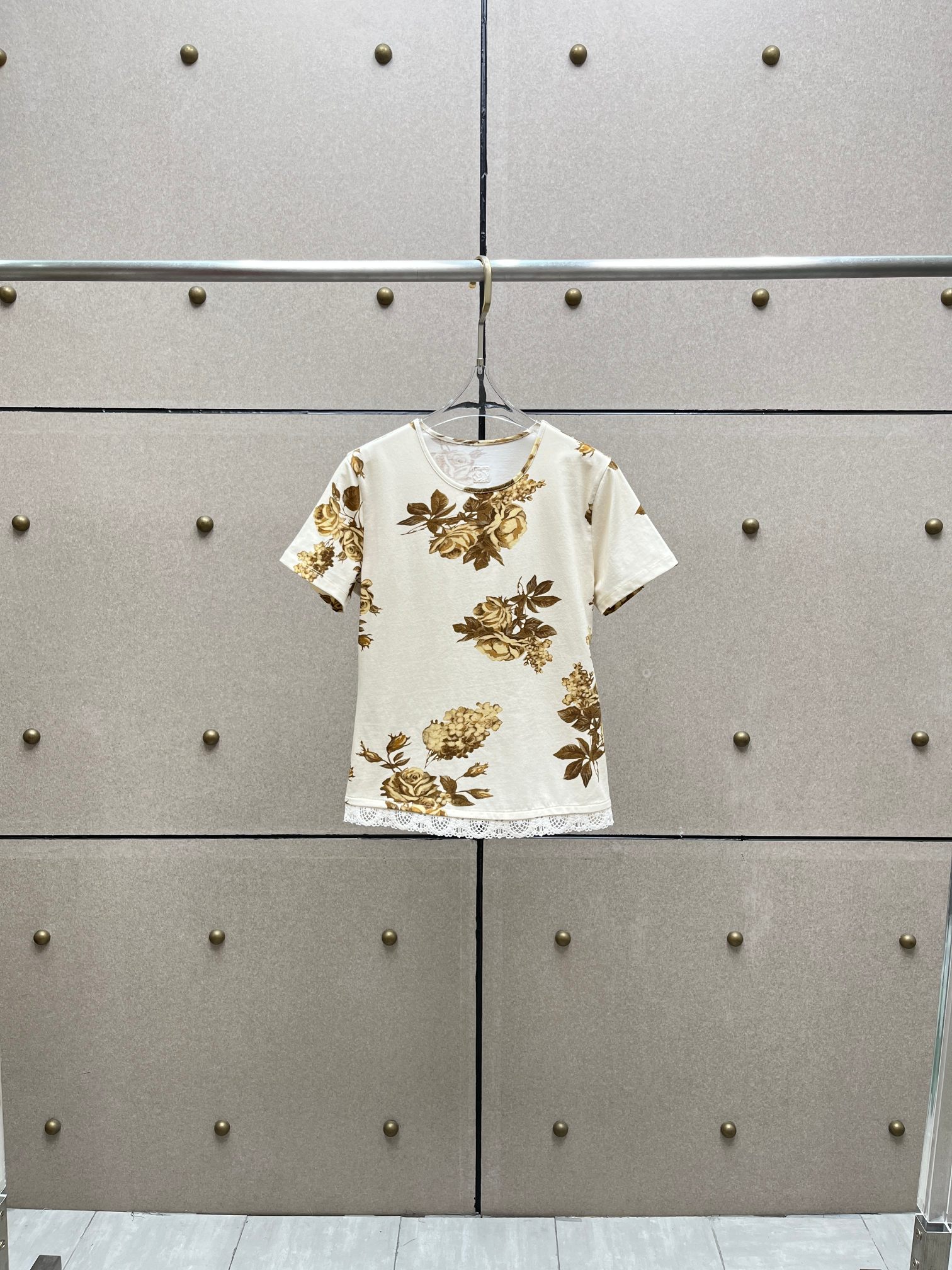 NO:826341,Printed lace T-shirt!  Cotton SML, women's clothing, tees, t-shirt,19860909印花花边T恤！棉 SML,女装,tees，t-shirt,,Women's clothing