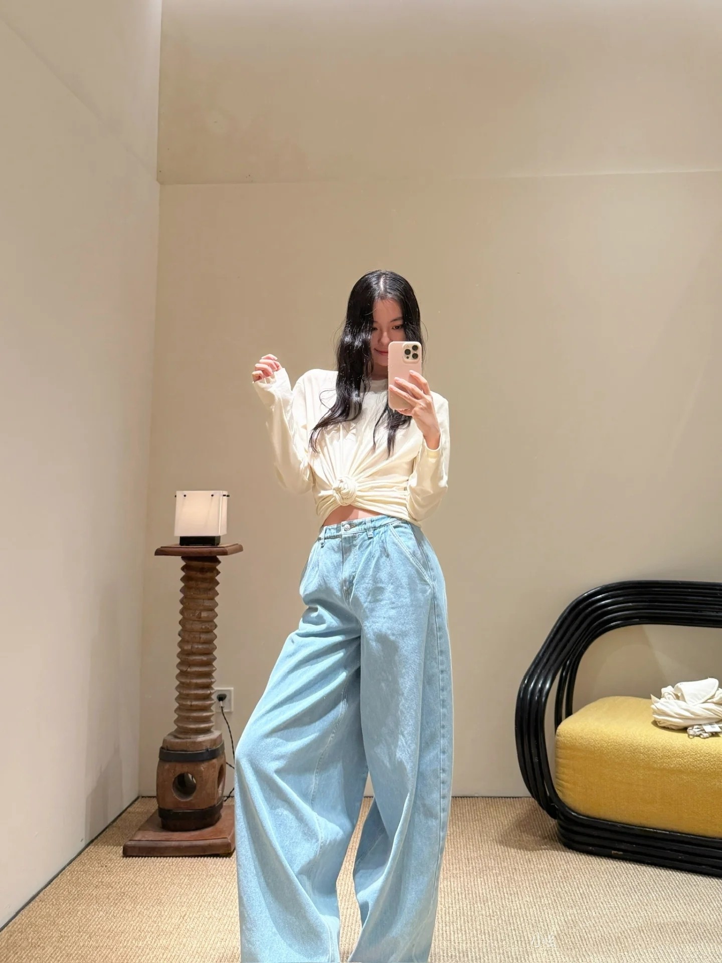 ♥️打结纽花长袖T恤！棉 sml 🌾