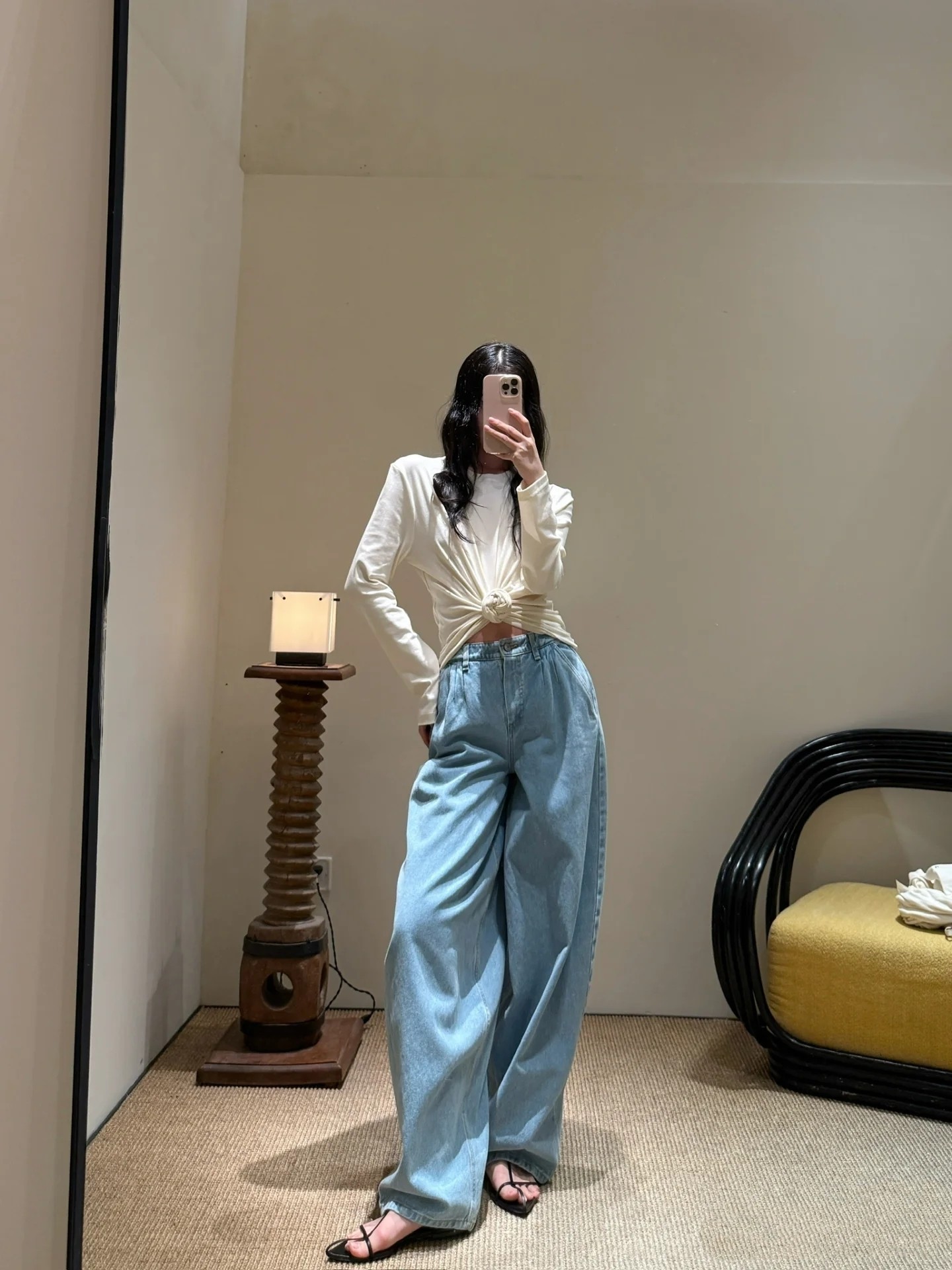 ♥️打结纽花长袖T恤！棉 sml 🌾