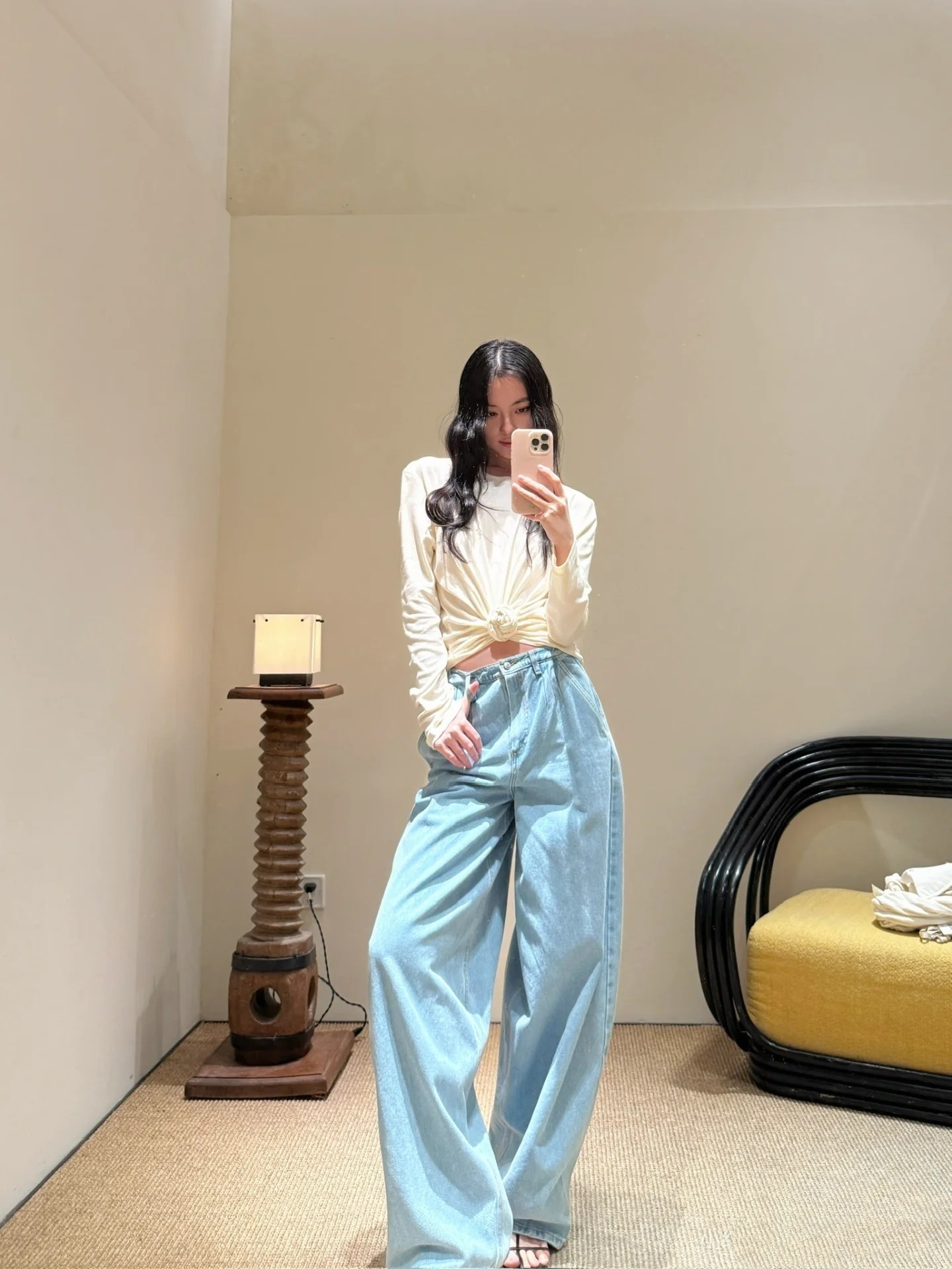♥️打结纽花长袖T恤！棉 sml 🌾