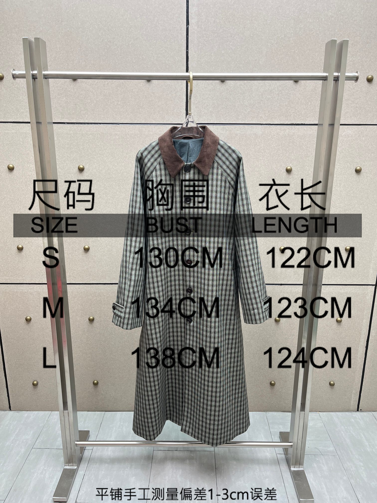 ❤️灯芯绒方领格纹风衣！定制格纹面料 sml 🌾