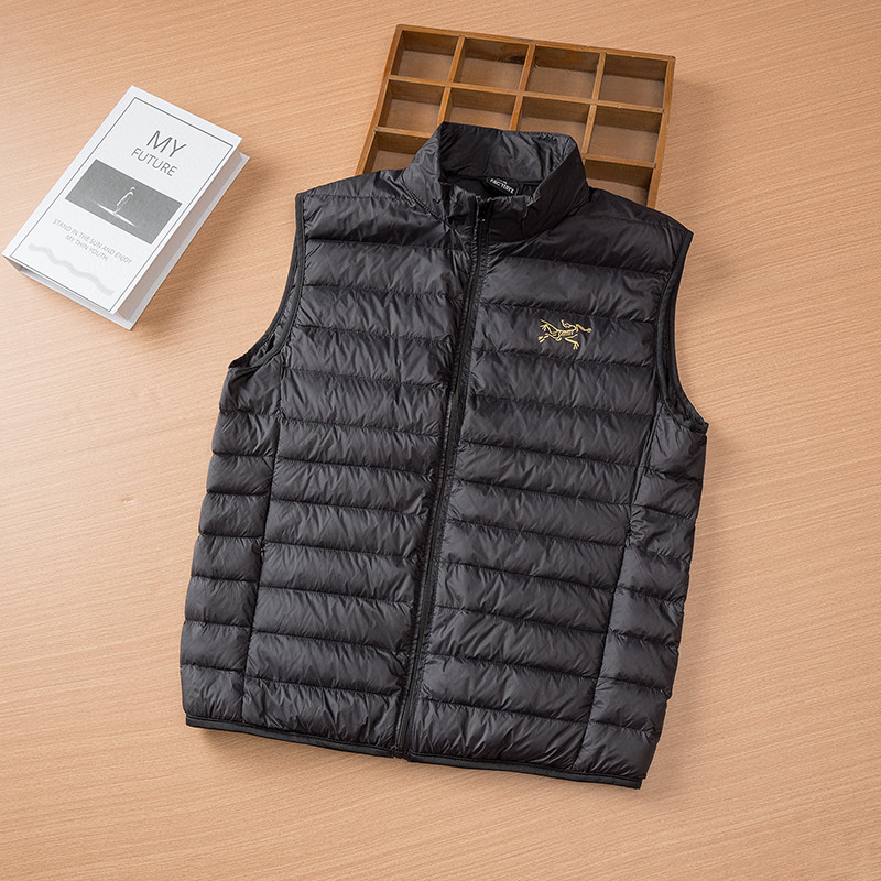 Arcteryx Clothing Waistcoats Black Grey Embroidery Unisex Fall/Winter Collection Casual