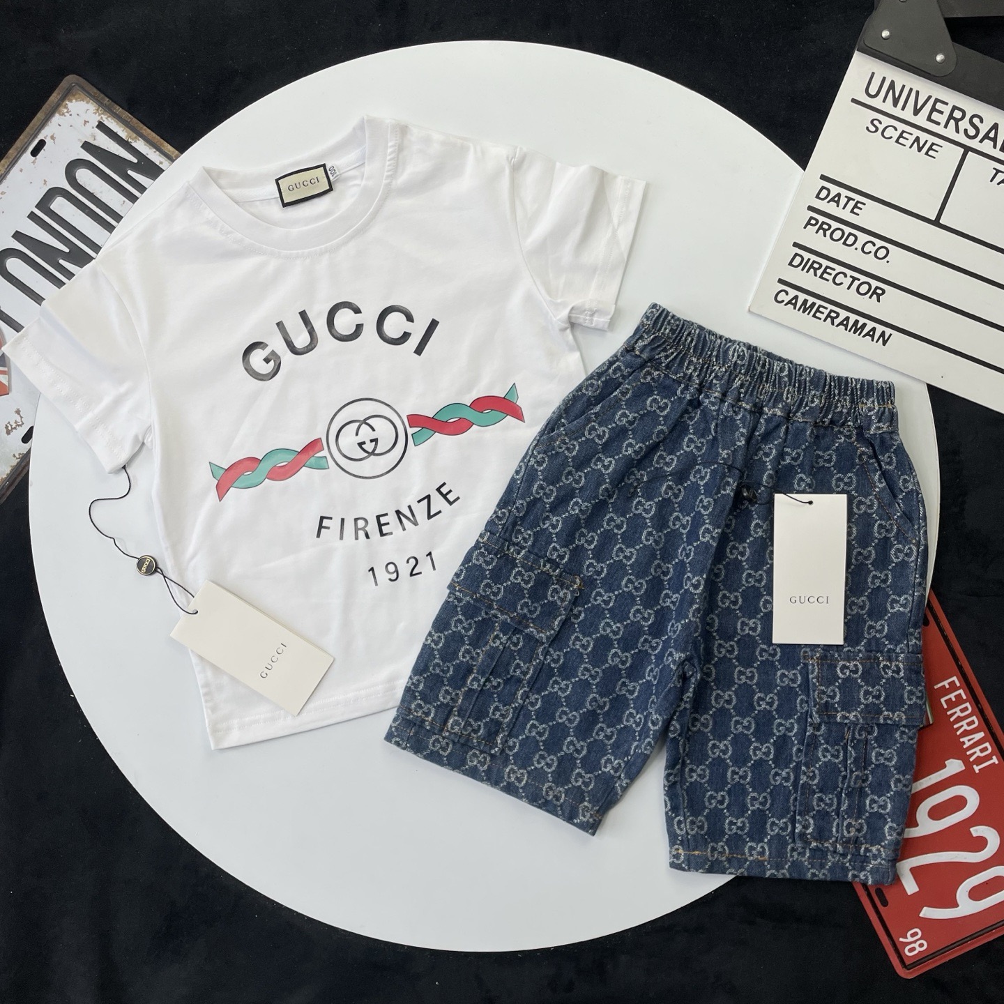 🌐 Gucci ♻Conjunto (90-150) ♻Camiseta ♻️Pantalones cortos 🎗¡Etiqueta original! ¡Bolsa original! ¡Marca original!🌐 Se …
