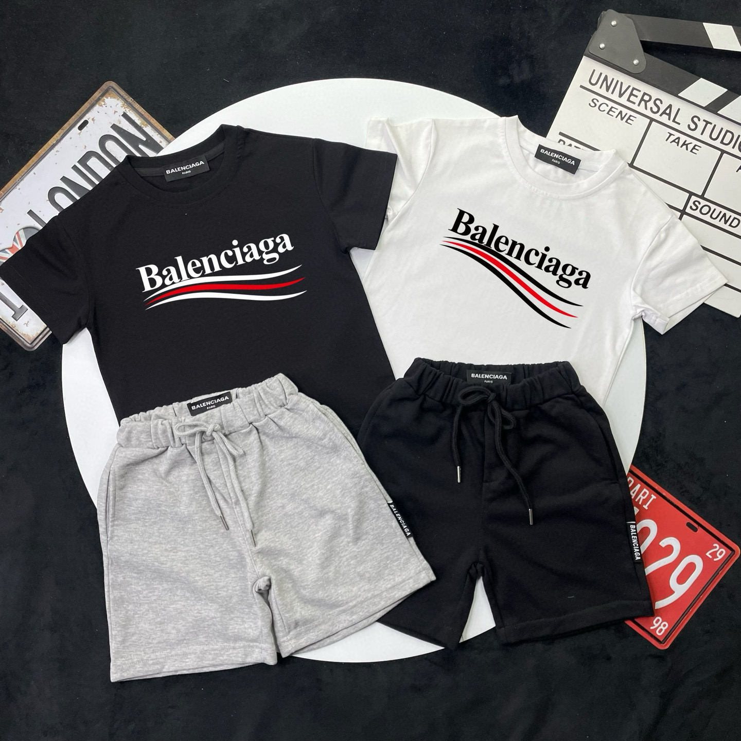 🌐 Balenciaga ♻️ Conjunto (90-150) ♻️ Camiseta ♻️ Pantalones cortos 🎗Etiqueta original, embalaje original, marca origi…