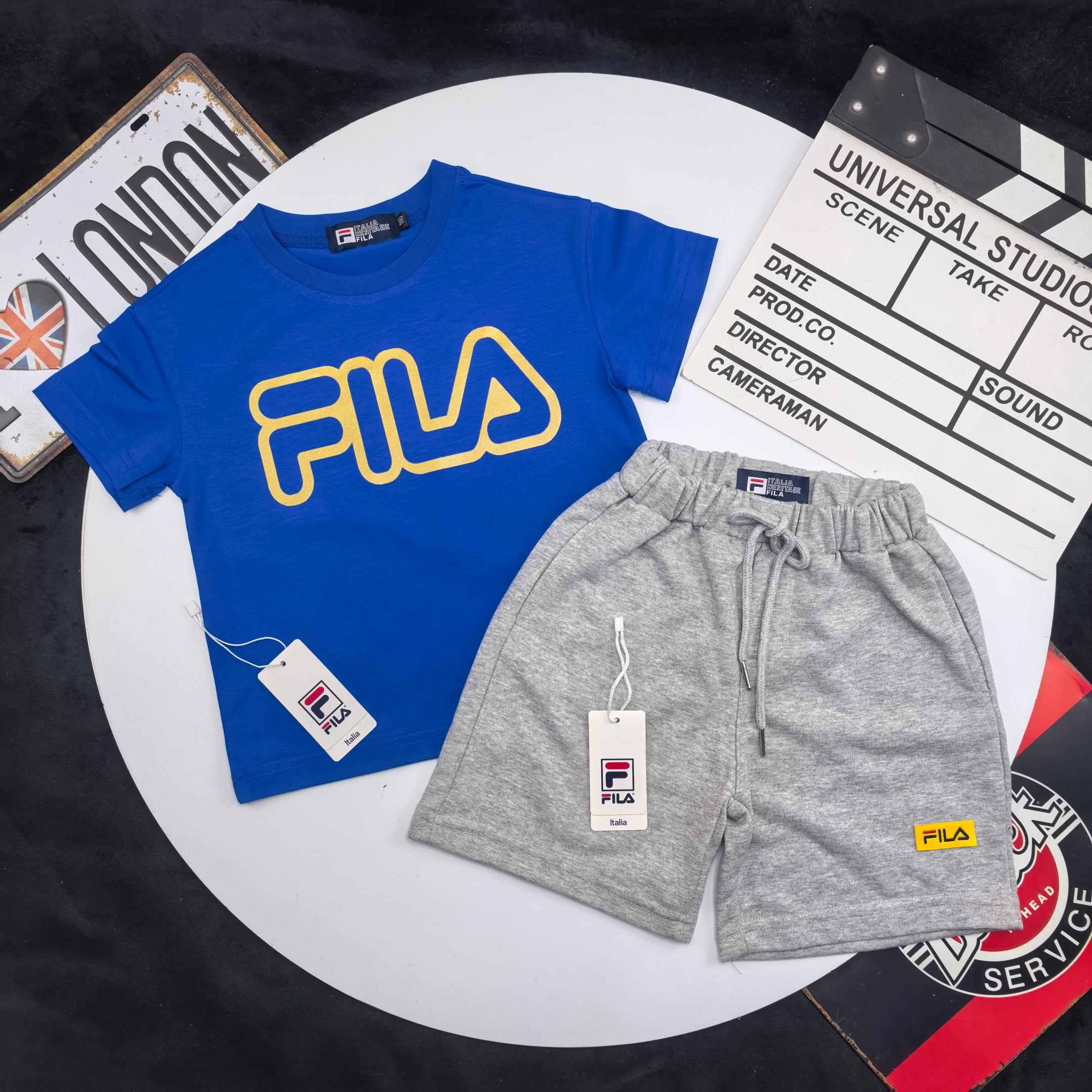 🌐 FILA ♻️ Conjunto de camiseta (90-150) ♻️Camiseta ♻️Pantalones cortos 🎗Etiqueta original! Empaque original! Marca or…
