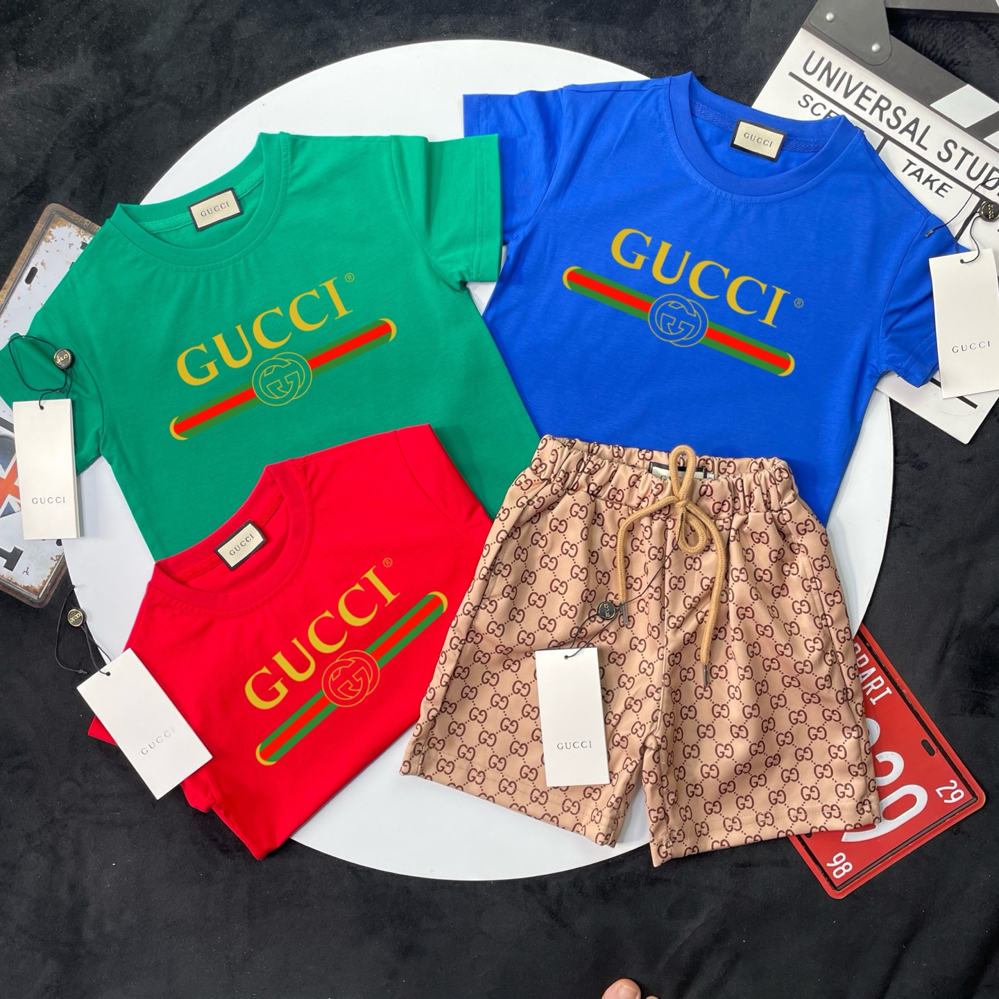 🌐 Gucci ♻️ Conjunto (90-150) ♻️Camiseta ♻️Pantalones cortos 🎗¡Etiqueta original! ¡Embalaje original! ¡Marca original!…