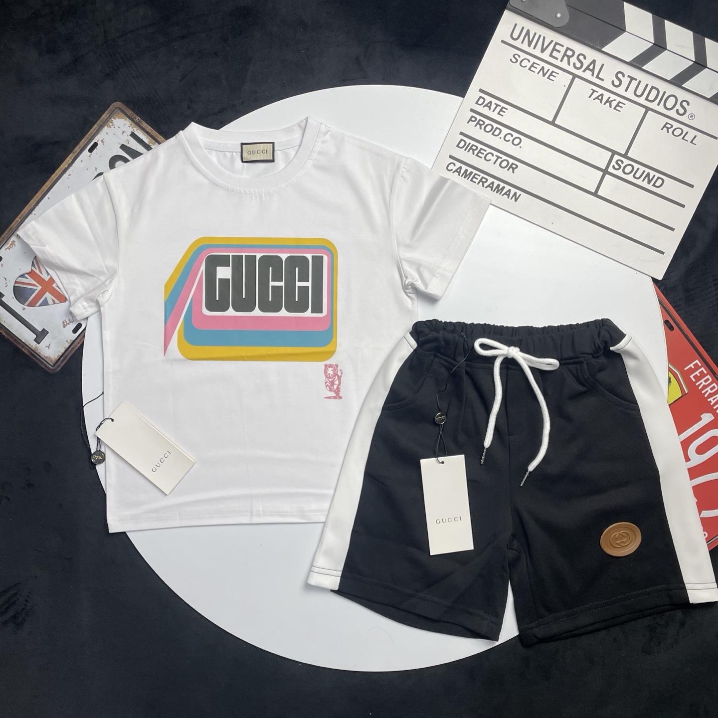 🌐 Gucci ♻️ Conjunto de camiseta (90-150) ♻️Camiseta ♻️Shorts 🎗Etiqueta original! ¡Paquete original! Marca original! �…