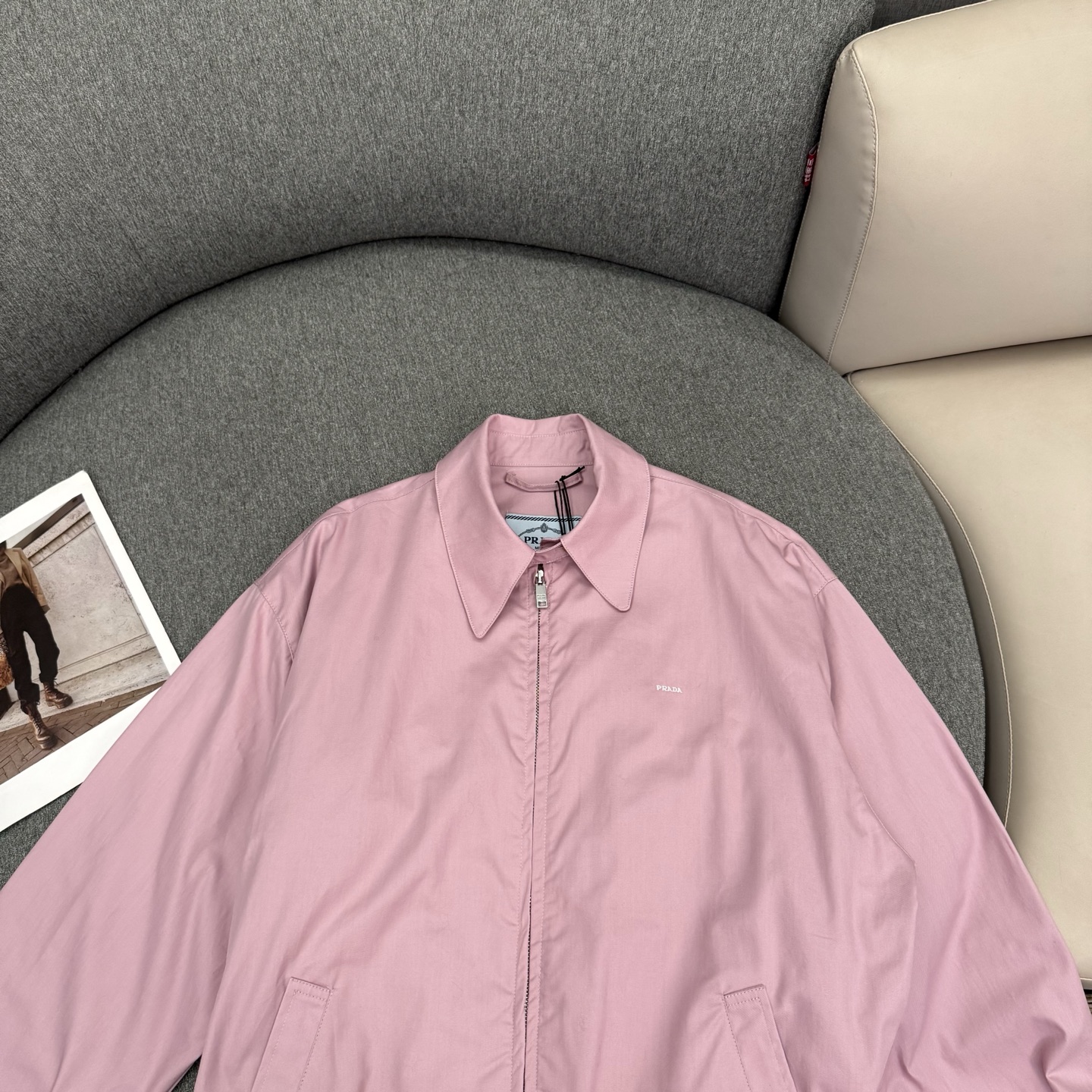 Prada Inspired Women's Vintage Pink Zip-Up Jacket Lightweight Coat 4 i1756492788608 2960 0 4