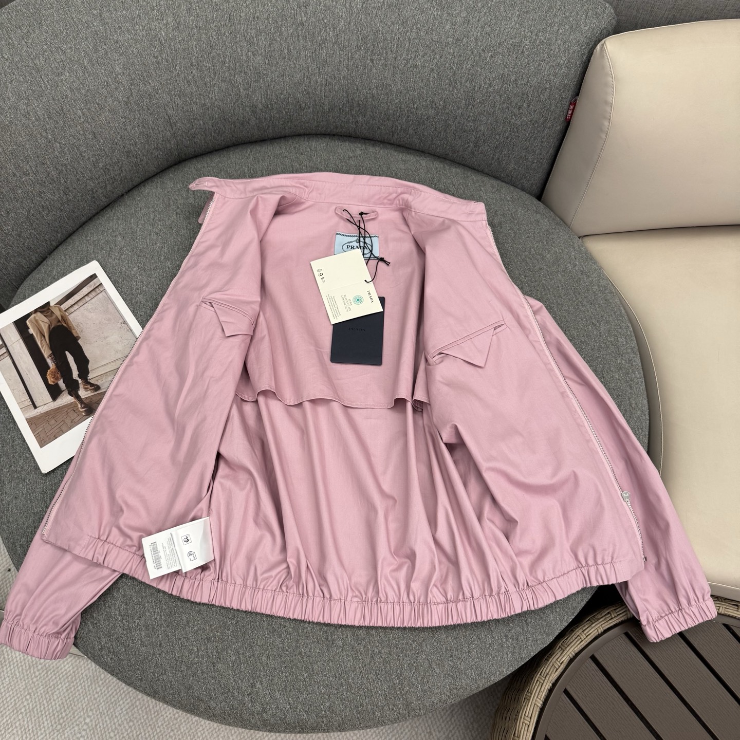 Prada Inspired Women's Vintage Pink Zip-Up Jacket Lightweight Coat 6 i1756492790960 6546 0 6