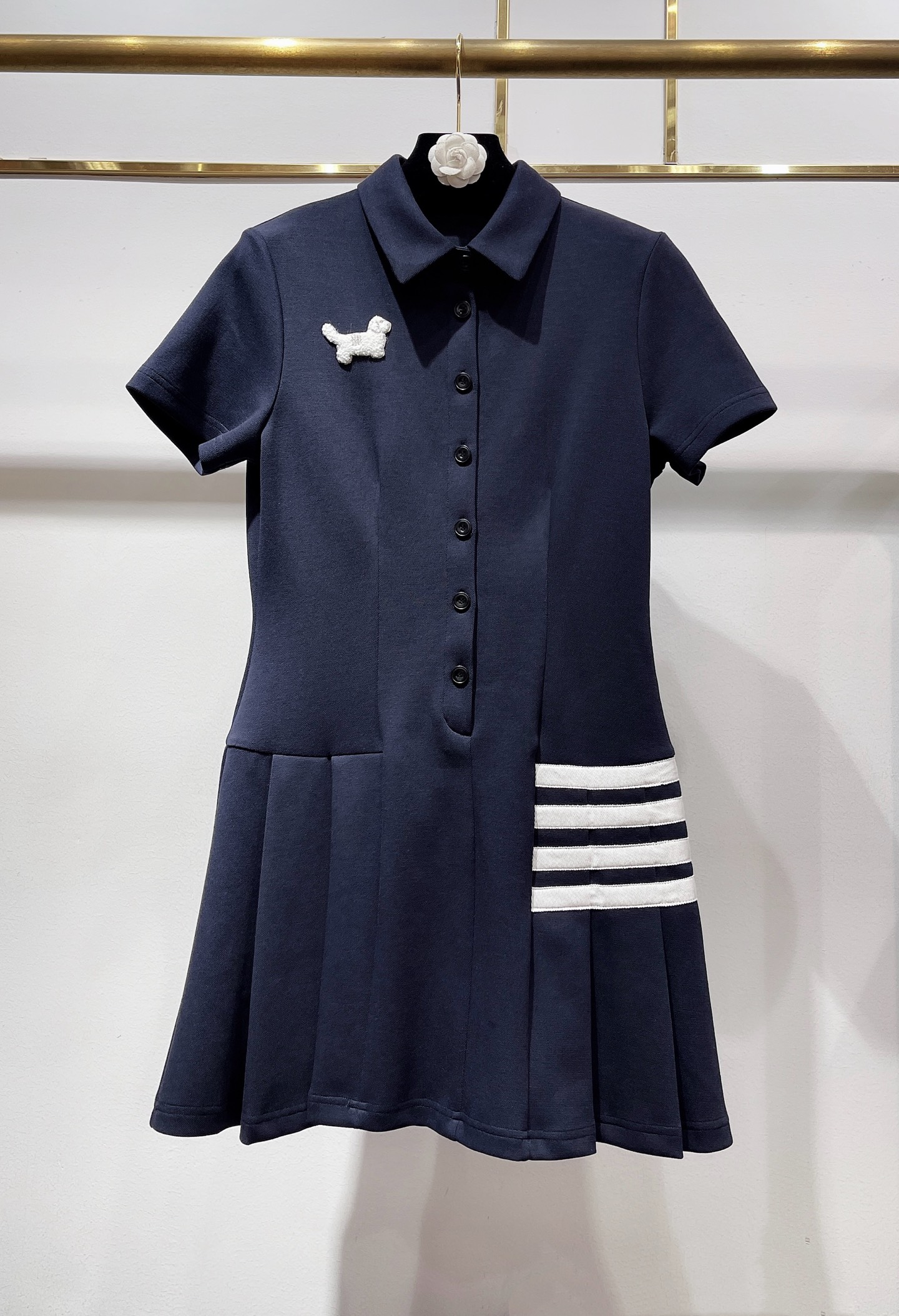 High-Quality THOM BROWN Teddy Dog Embroidery Dress in New YB Fabric - 图片 1