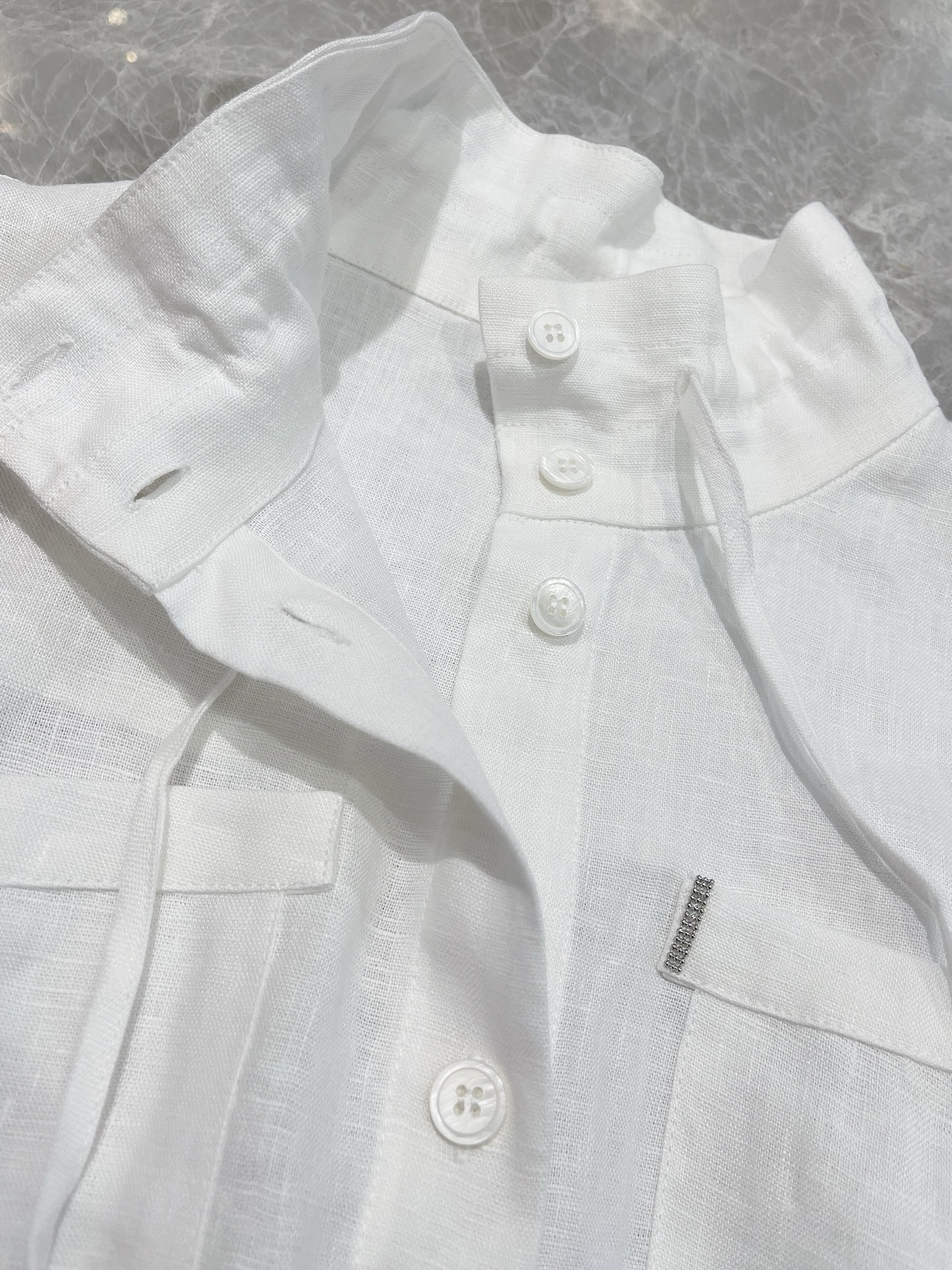 Elegant Linen Drawstring Shirt with Beaded Chain Detail - Versatile Style 8 i1754047194560 39 0 4
