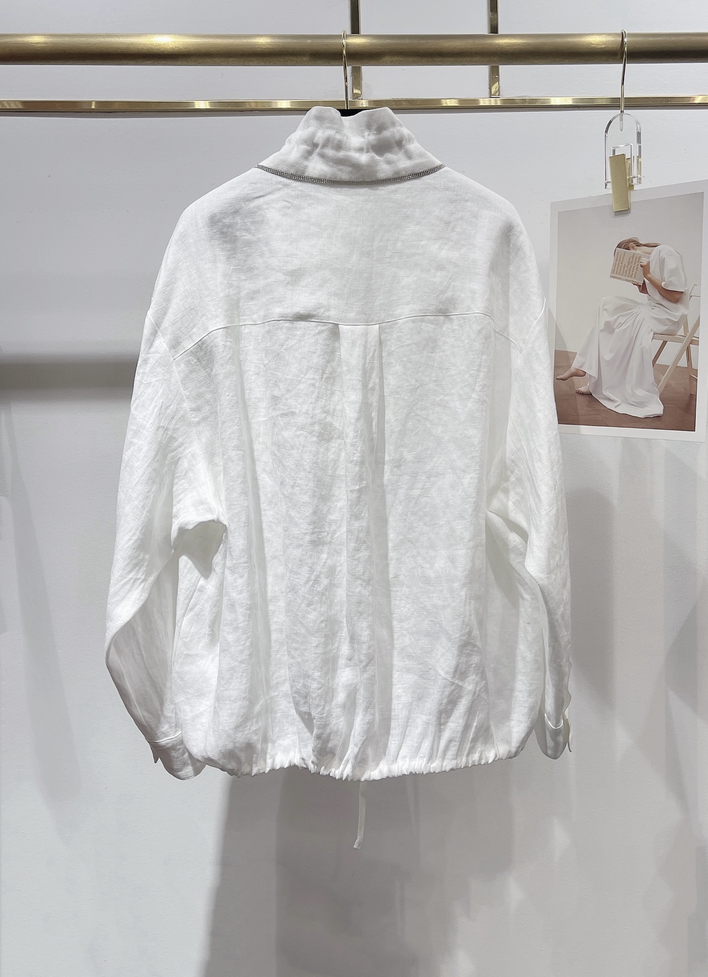 Elegant Linen Drawstring Shirt with Beaded Chain Detail - Versatile Style 3 i1754047241312 7127 0 1