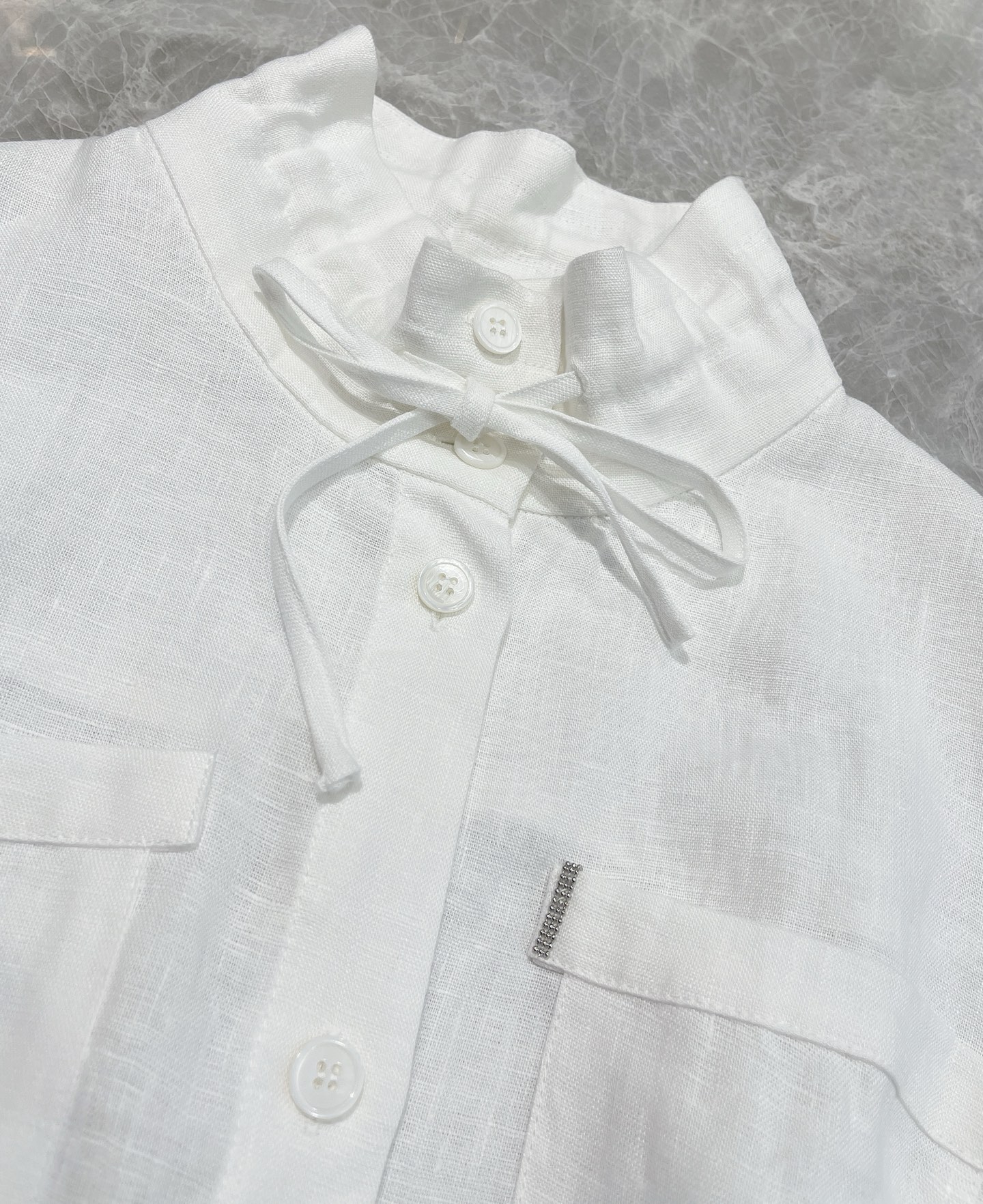 Elegant Linen Drawstring Shirt with Beaded Chain Detail - Versatile Style 4 i1754047242785 8831 0 4