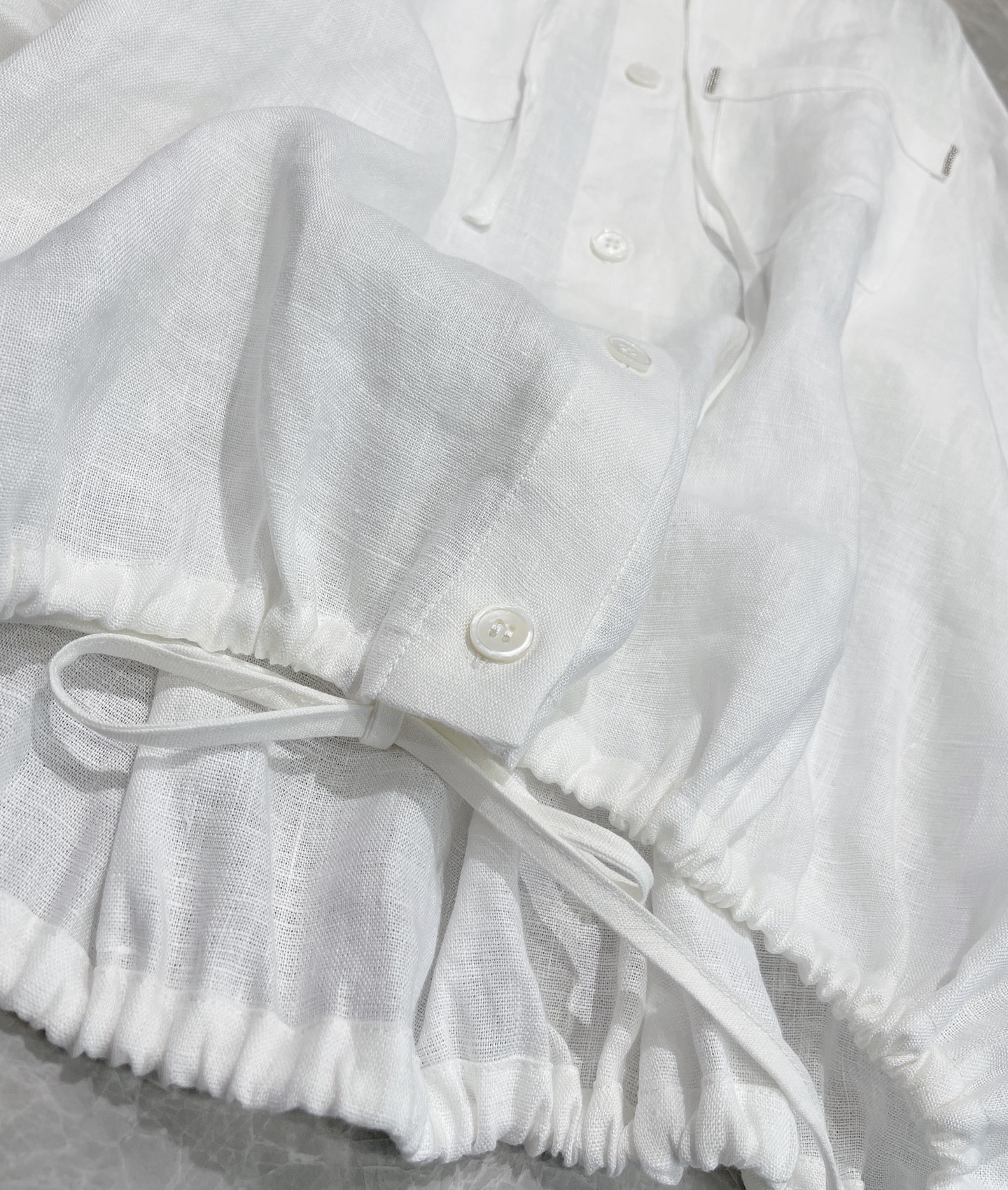 Elegant Linen Drawstring Shirt with Beaded Chain Detail - Versatile Style 9 i1754047242838 3644 0 2