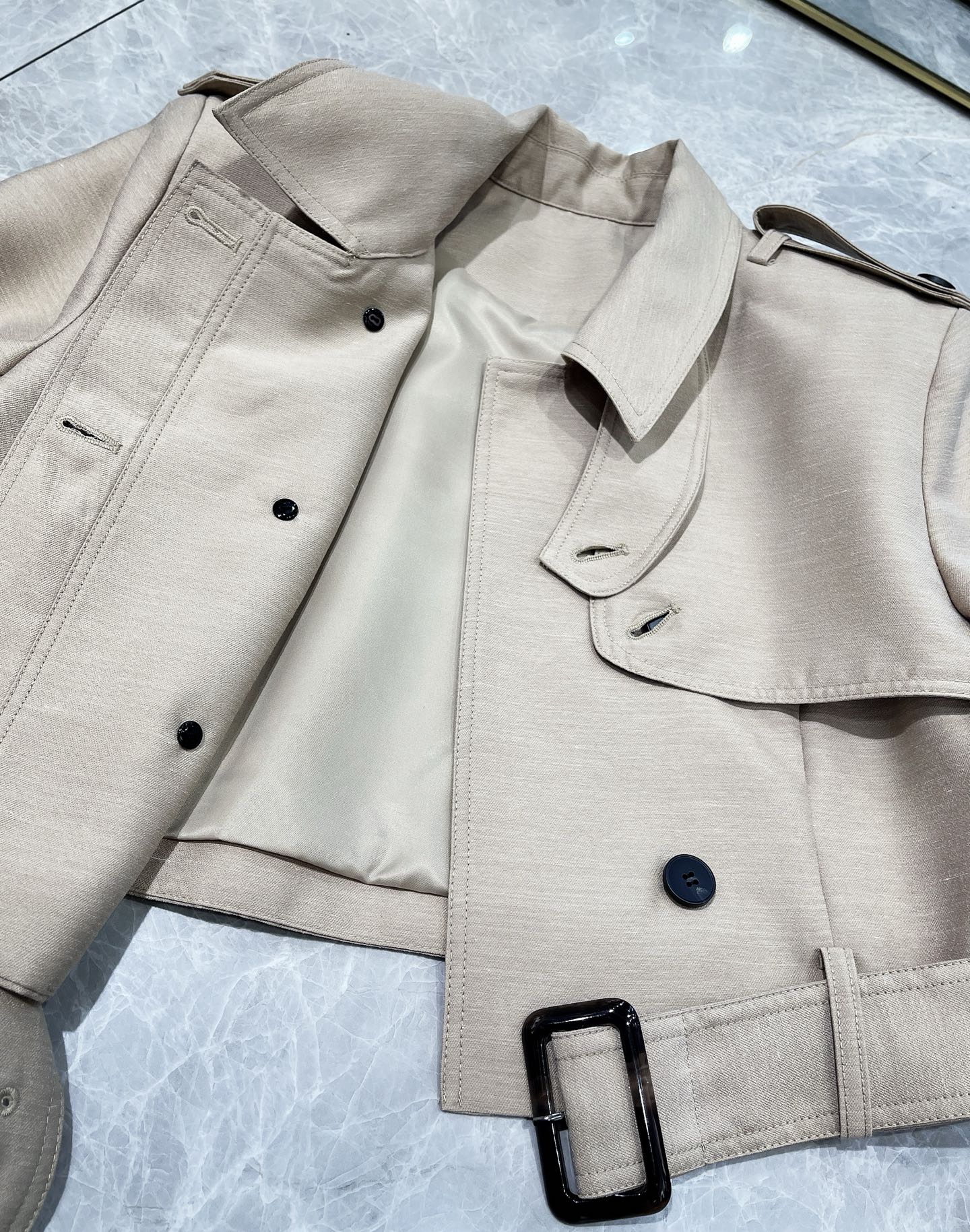Elegant Women's Two-Piece Set: Silk Wool Vest Dress with Cropped Trench Coat 8 i1757752354409 9649 0 4