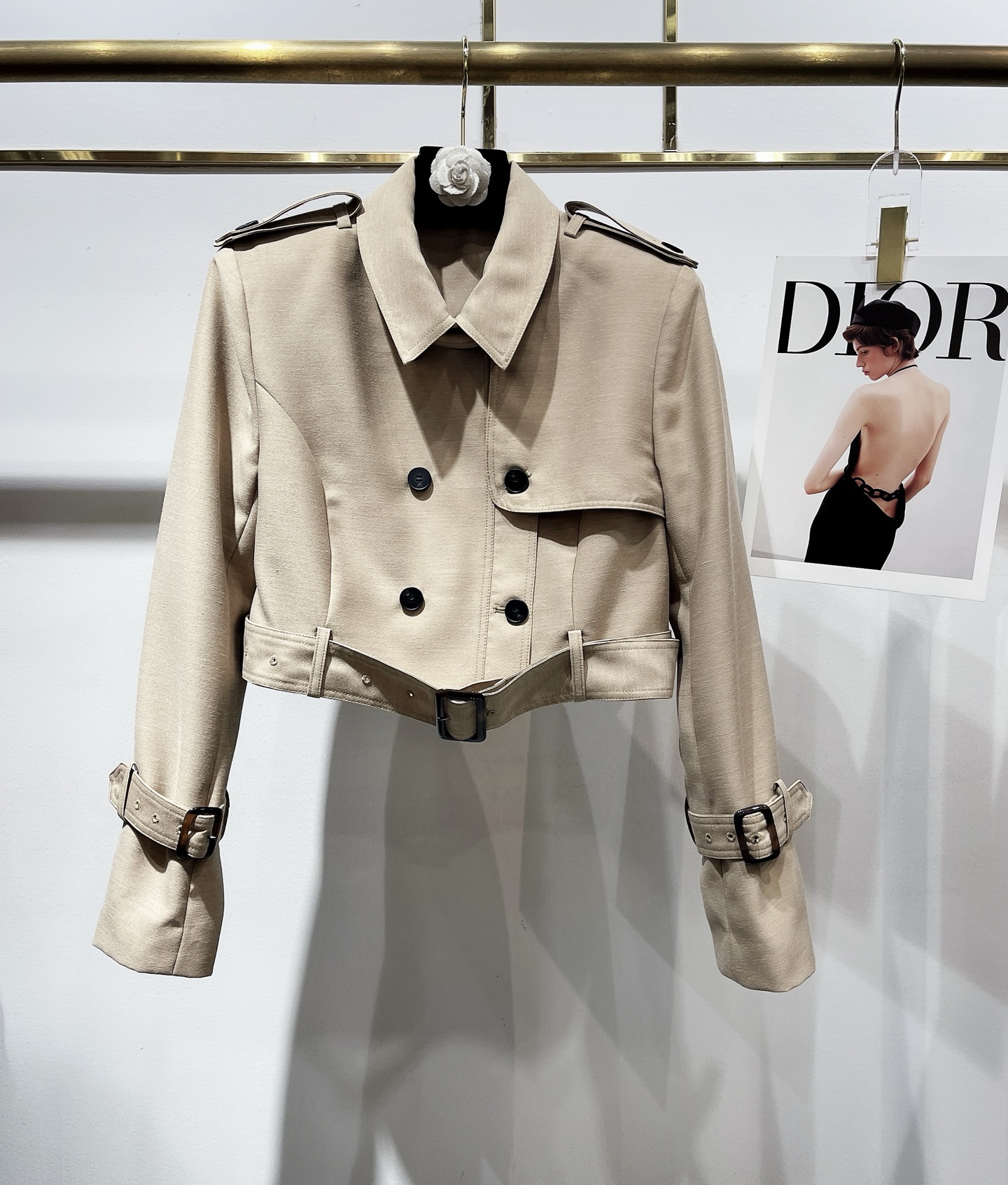 Elegant Women's Two-Piece Set: Silk Wool Vest Dress with Cropped Trench Coat