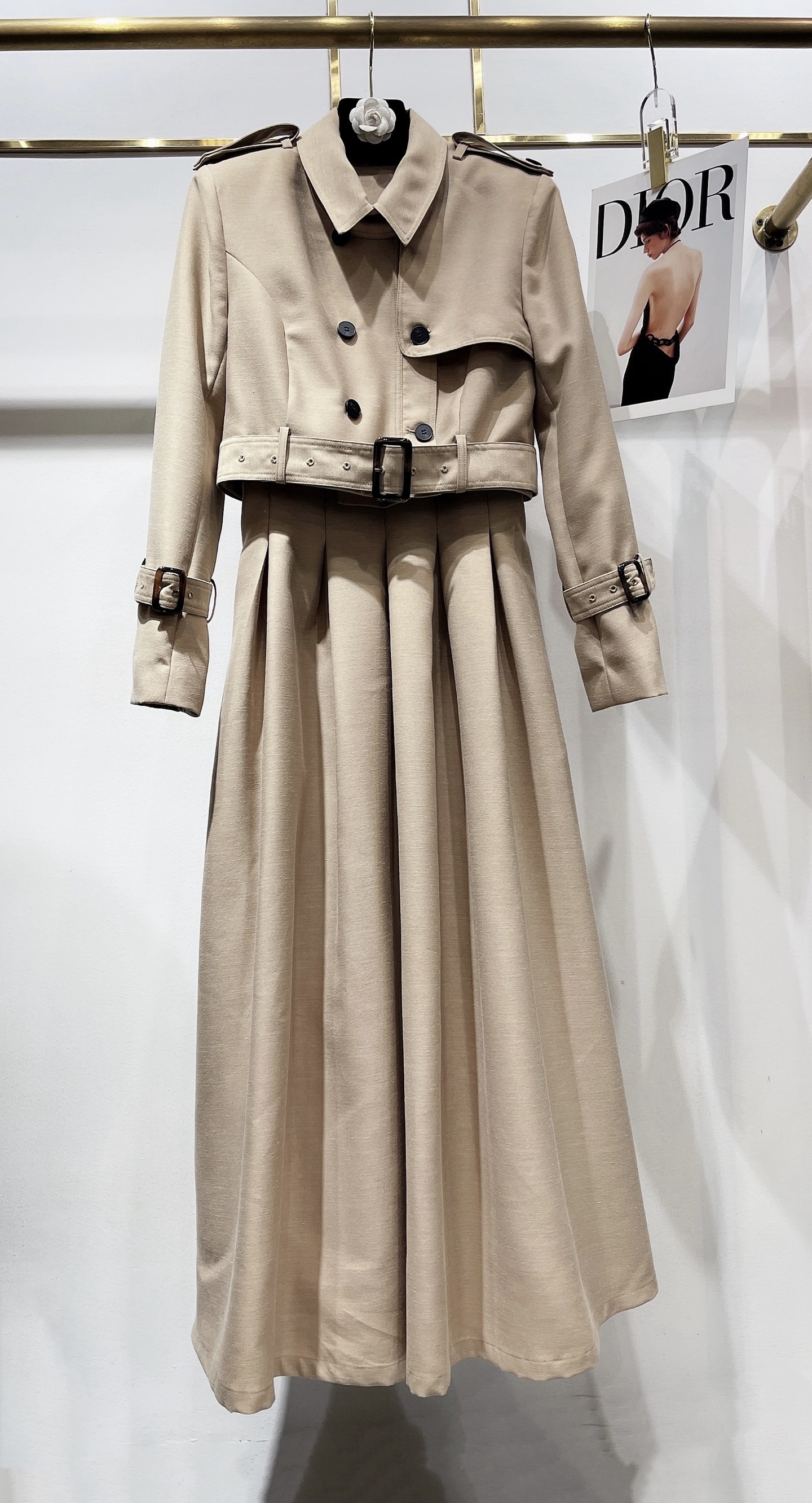 Elegant Women's Two-Piece Set: Silk Wool Vest Dress with Cropped Trench Coat 3 i1757752354676 9007 0 8