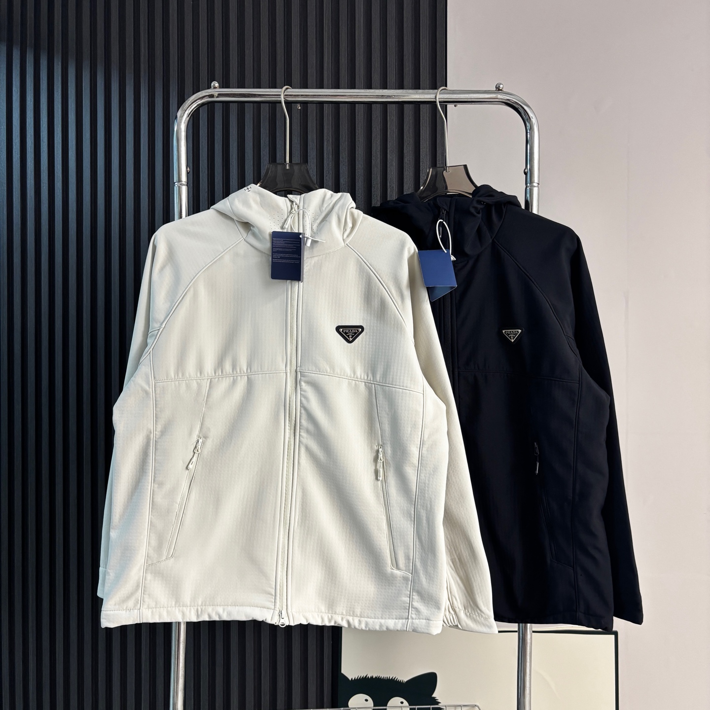 Prada Couple Hooded Windbreaker Jacket, Lightweight Outdoor Sportswear