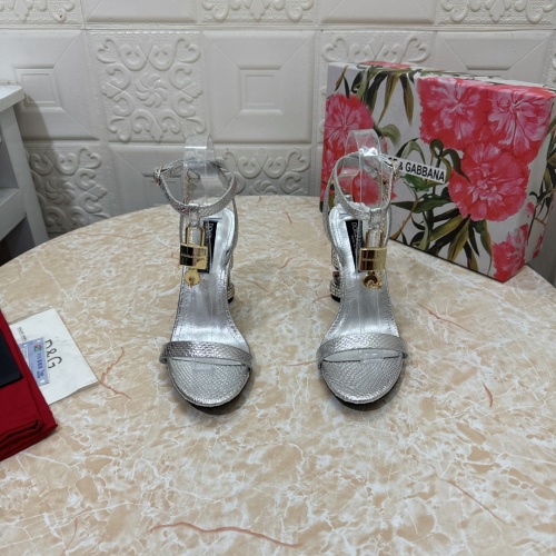 Dolce & Gabbana Silver Snake Leather Sandals with Chain and Rhinestone Heel 1 Dolce & Gabbana Silver Snake Leather Sandals with Chain and Rhinestone Heel