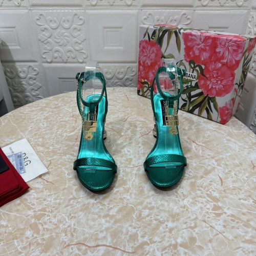 Dolce & Gabbana Green Snake Leather Chain Embellished Heeled Sandals 1 Dolce & Gabbana Green Snake Leather Chain Embellished Heeled Sandals