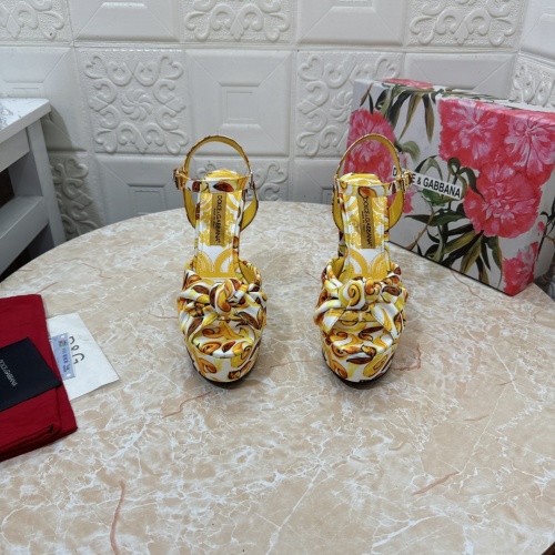 Dolce & Gabbana Platform Sandals in Silk Print with Ankle Strap 1 Dolce & Gabbana Platform Sandals in Silk Print with Ankle Strap