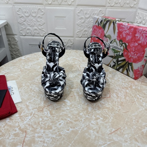 Dolce & Gabbana 2025 Platform Heeled Sandals in Printed Silk 1 Dolce & Gabbana 2025 Platform Heeled Sandals in Printed Silk
