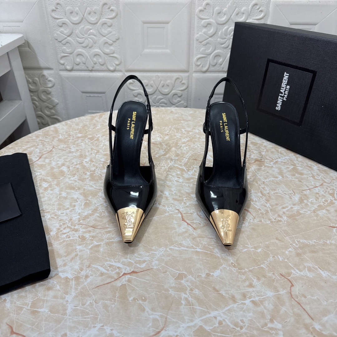NO:234990,YSL. Top version. High quality. Configure full packaging. 2025 new model. Official website synchronization. 1:1 mold opening. Iron-head logo empty high heels. Upper patent leather. Inner sheepskin. Heel height: 10.5cm. Outsole. A-level original black leather outsole. Size SIZE.34–43 (34.42.43. Customized for non-return or replacement), high heels. saint laurent, high heels, sheepskin, Leather soles.19860909YSL.顶级版本.高品质. 配置全套包装 2025新款 官网同步 1:1开模 铁头logo后空高跟鞋 鞋面漆皮 内里羊皮 跟高:10.5cm 大底A级原版黑色真皮大底 码数SIZE.34–43（34.42.43订做不退不换）,高跟鞋,saint laurent,high heels,sheepskin,Leather soles,Women's Shoes