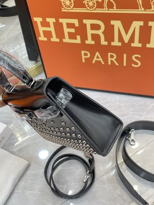 Hermes Kelly Handbags Crossbody & Shoulder Bags Black Silver Hardware Calfskin Cowhide Mini