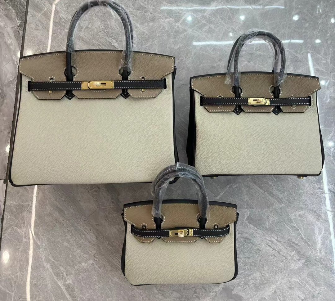 هيرميس Hermes Birkin حقيبة حقيبة يد بلاتينيوم ليتشي نمط جلد البقر