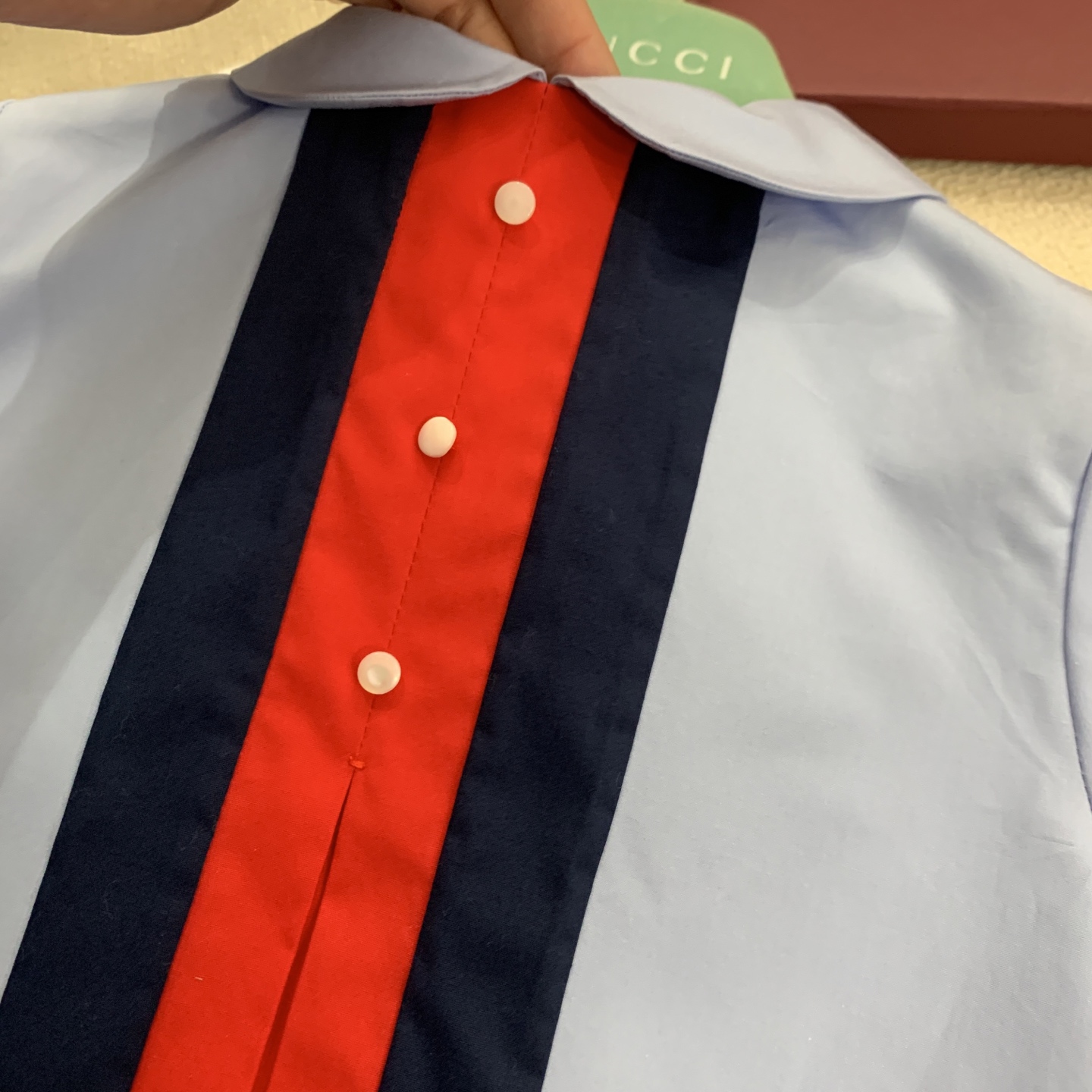 Gucci Kids Blue Cotton Dress with Striped Detail - Sizes 100-150 Available 7 i1741695197340 3905 0 5