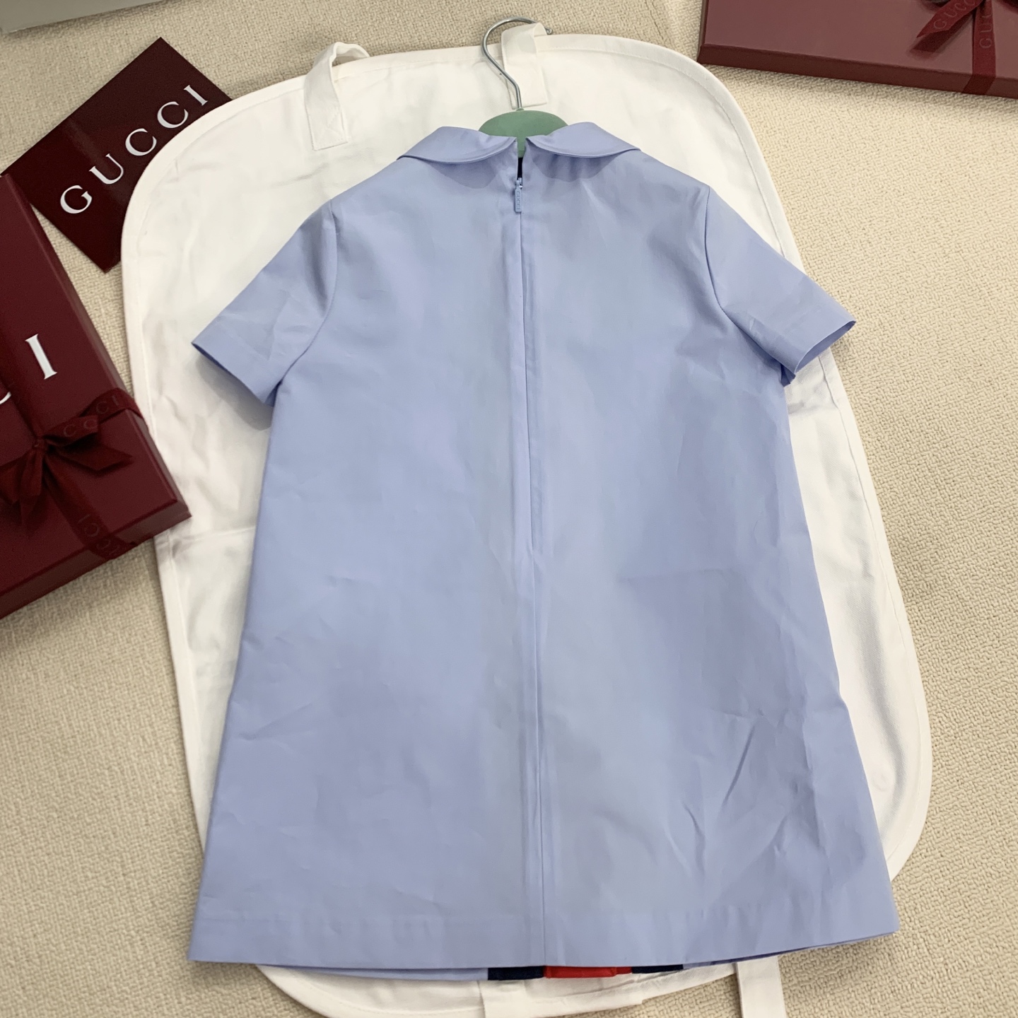 Gucci Kids Blue Cotton Dress with Striped Detail - Sizes 100-150 Available 8 i1741695200949 3940 0 6