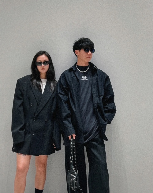 Balenciaga 2-Piece Shirt: T-Shirt & Button-Down, Washed Black, Unisex Style 1 Balenciaga 2-Piece Shirt: T-Shirt & Button-Down, Washed Black, Unisex Style