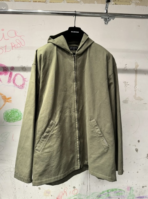 Balenciaga Cotton Canvas Hooded Jacket - Military Green, Unique Design