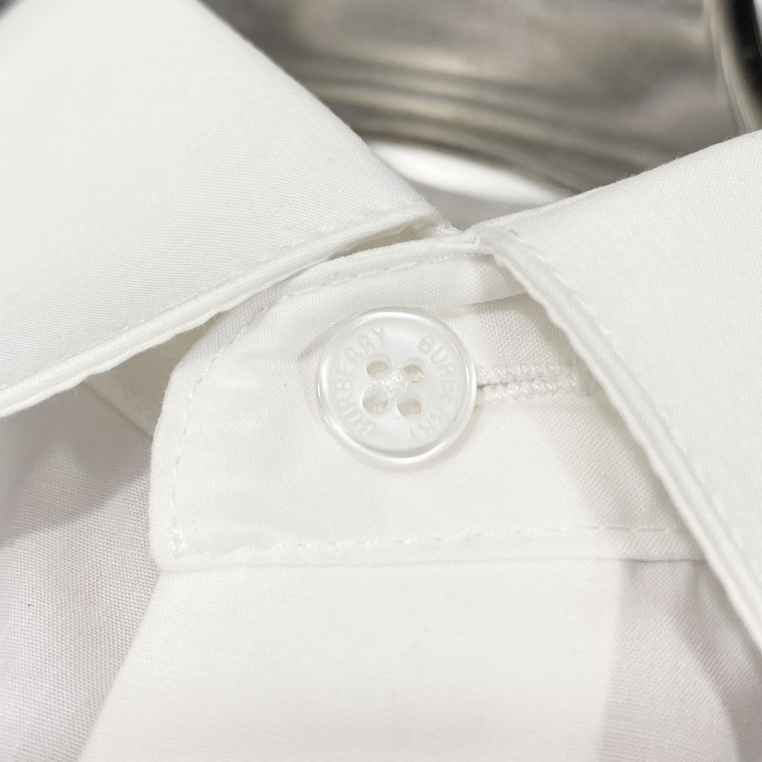 New White Cotton Silk Shirt: Elegant, Comfortable, Unisex Design with Unique Blue Embroidery - 图片 6