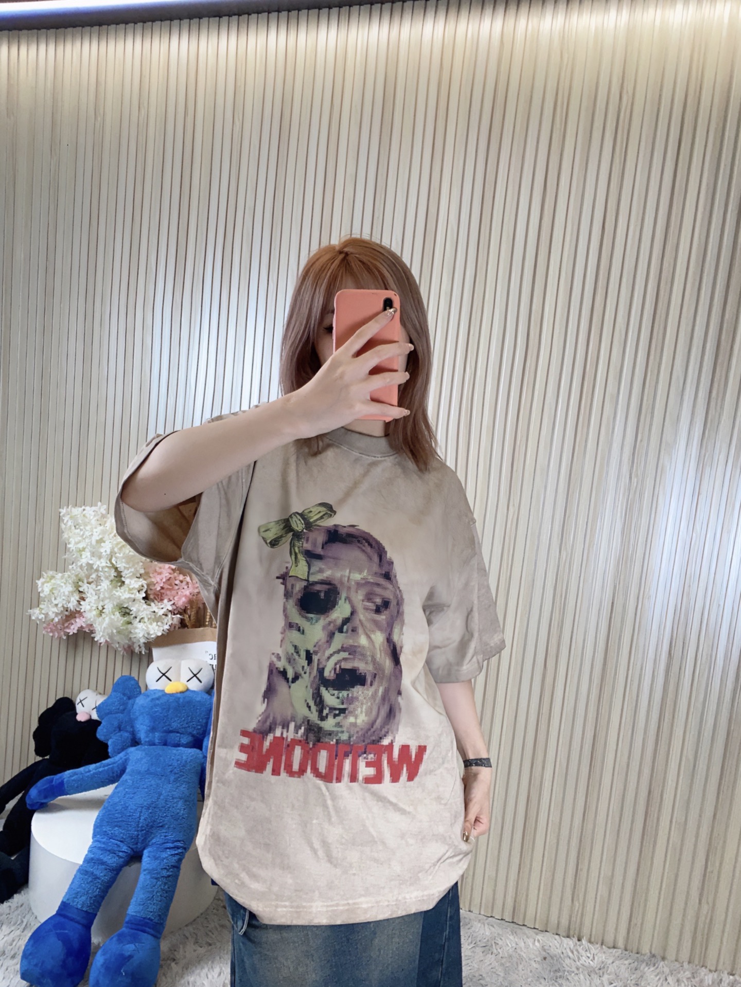 P80 WE11DONE Camiseta de manga corta unisex con estampado oscuro y borroso de la web oficial, comprada la versión origi…