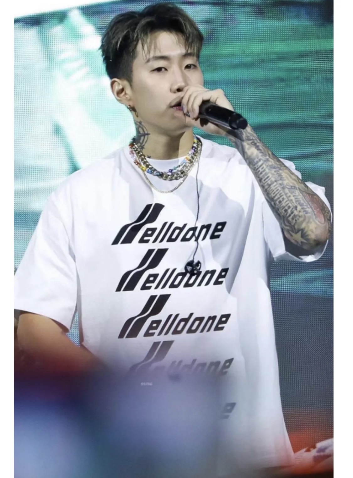 P70 WE11DONE sitio web oficial clásico modelo Wang Yuan Park Bo-gan mismo modelo grandes letras danmaku logo estampado …
