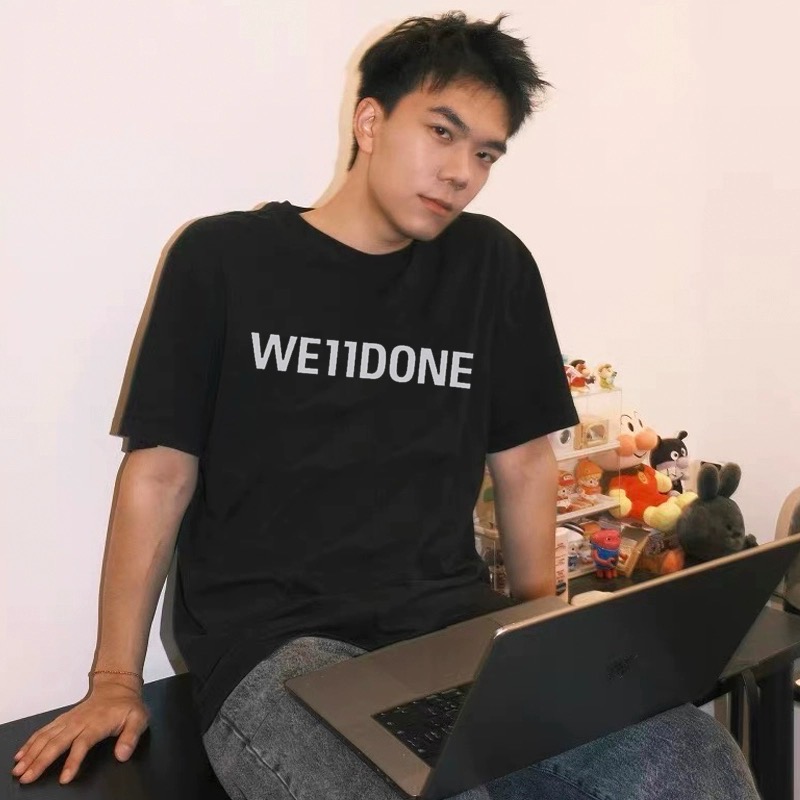 P65 Modelo de datos en línea de WE11DONE, camiseta de manga corta para parejas con estampado de letras minimalista y cl…