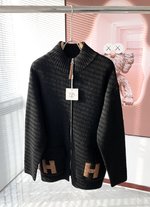 Hermes Clothing Cardigans Splicing Men Knitting Wool Fall/Winter Collection Fashion Casual