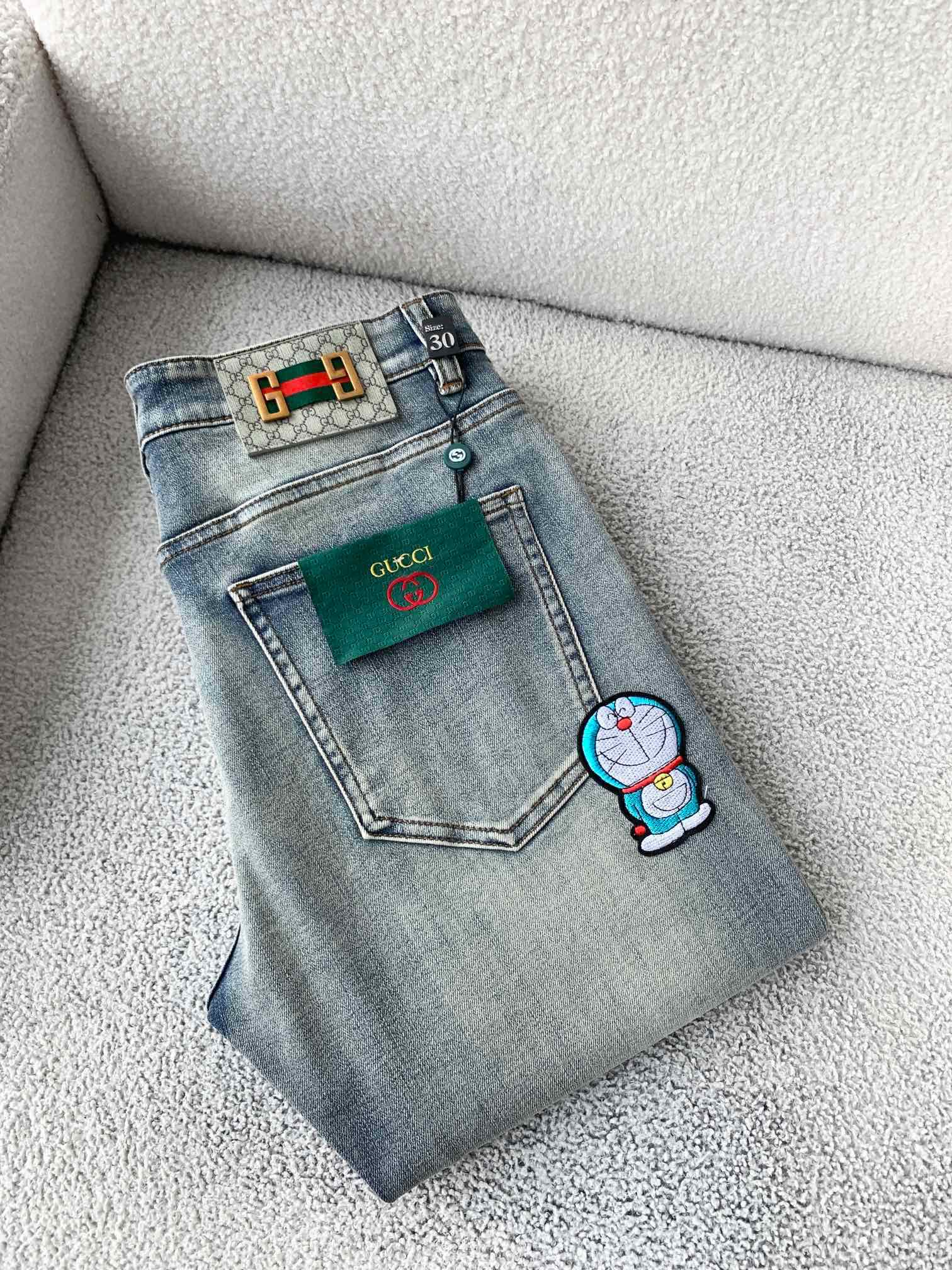 Gucci Shop
 Clothing Jeans Embroidery Men Fall/Winter Collection Vintage