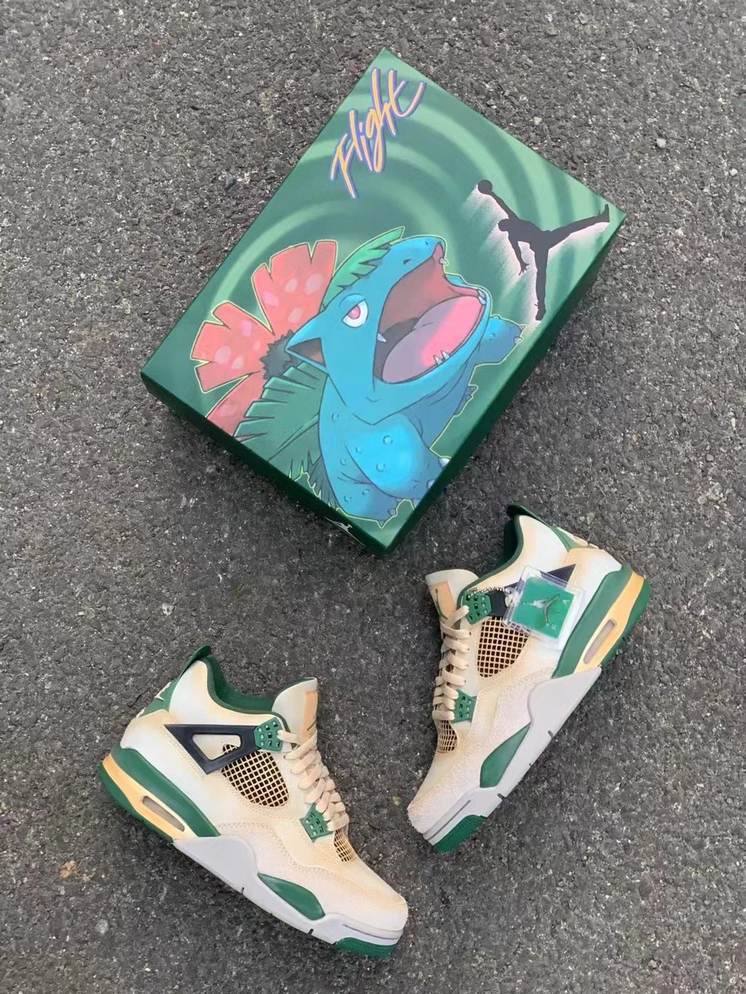 Color exclusivo en todo el mundo Air Jordan 4 Venusaur/Charizard, tallas: 40-47.5