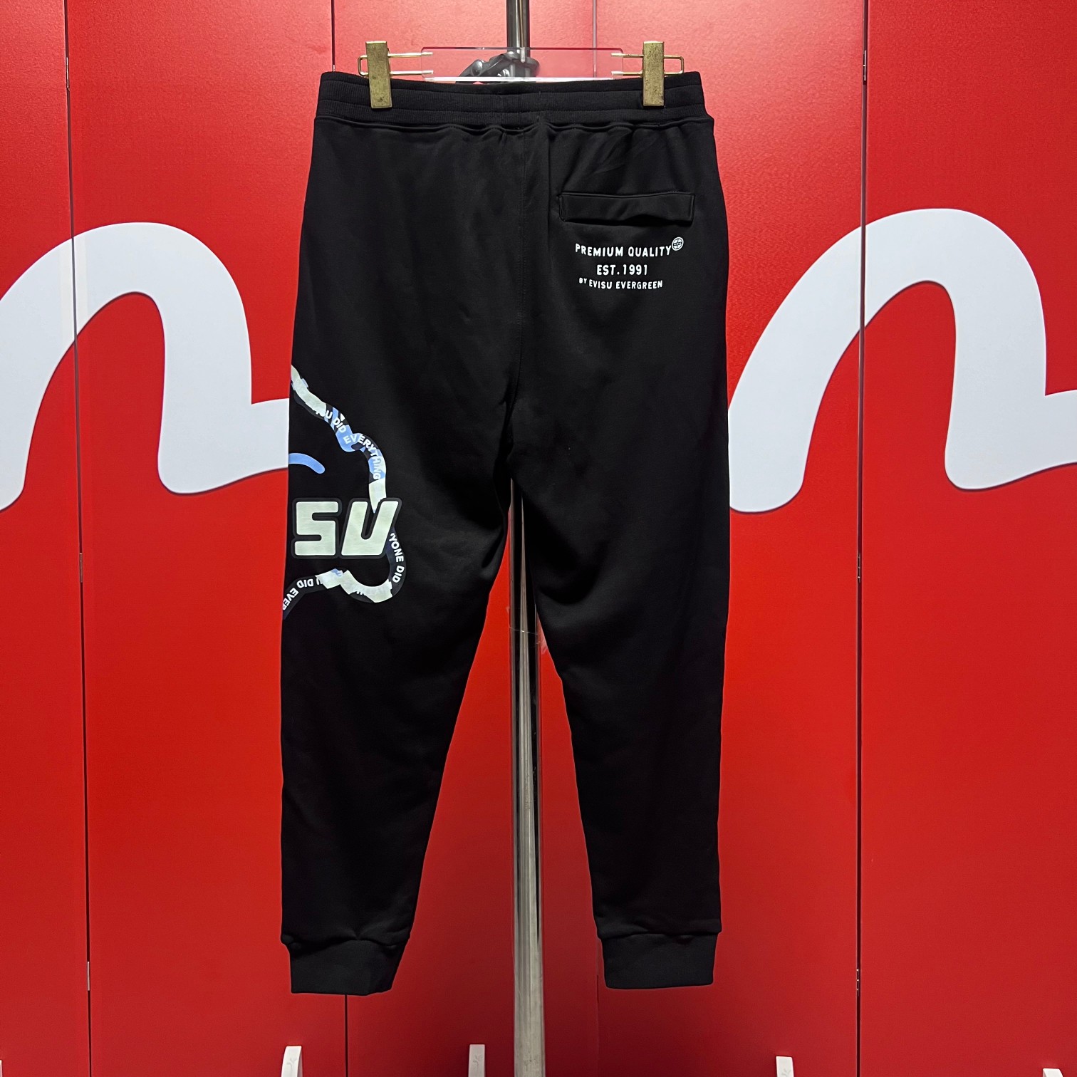 Y-G Sweatpants: Red Star Design, Buddha Head, EV Brand, S-XXL Sizes, Black Color - 图片 2