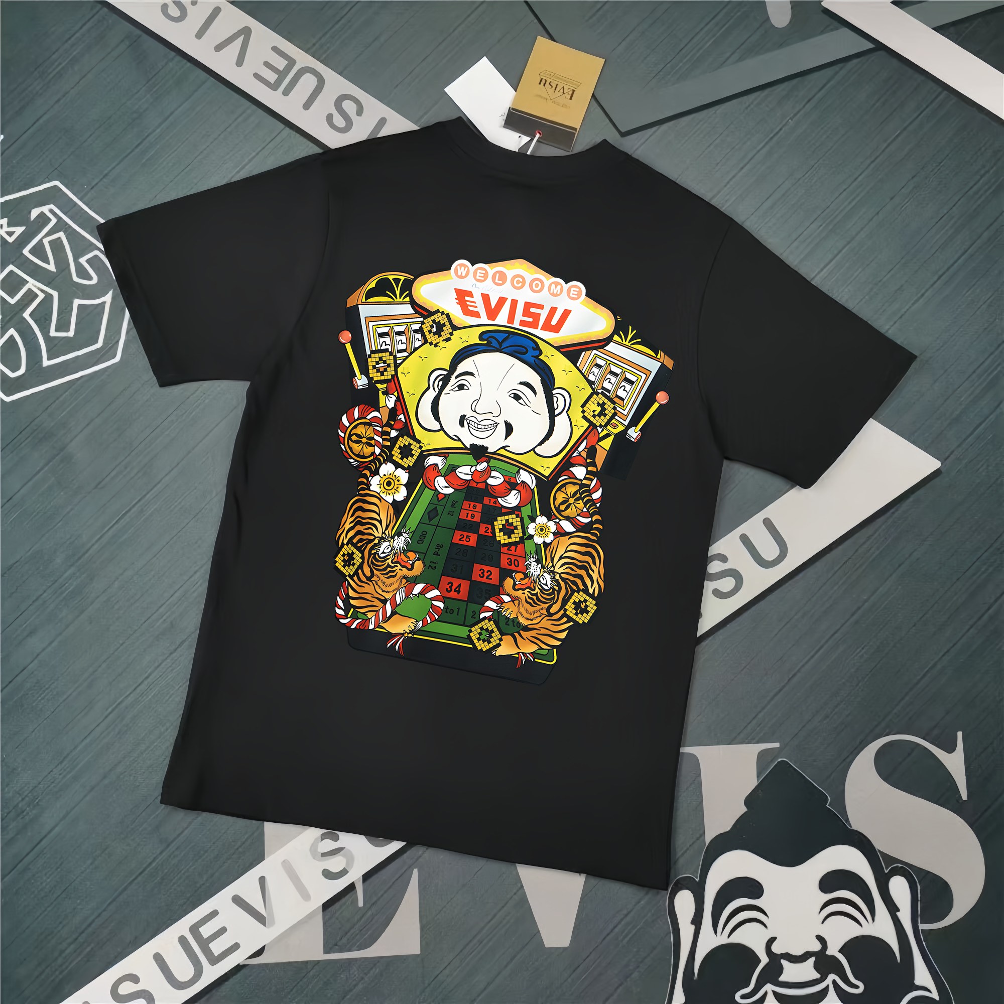Evisu 2025 New Printed Cotton T-Shirt High Quality Unisex Loose Fit 2 a1734199300300 7872