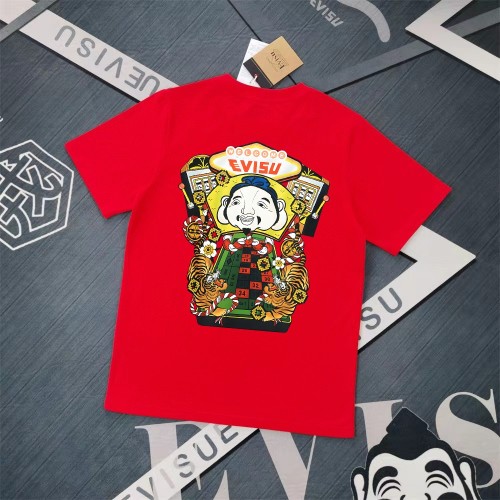 Evisu 2025 New Printed T-Shirt High Quality Cotton Double Yarn Unisex
